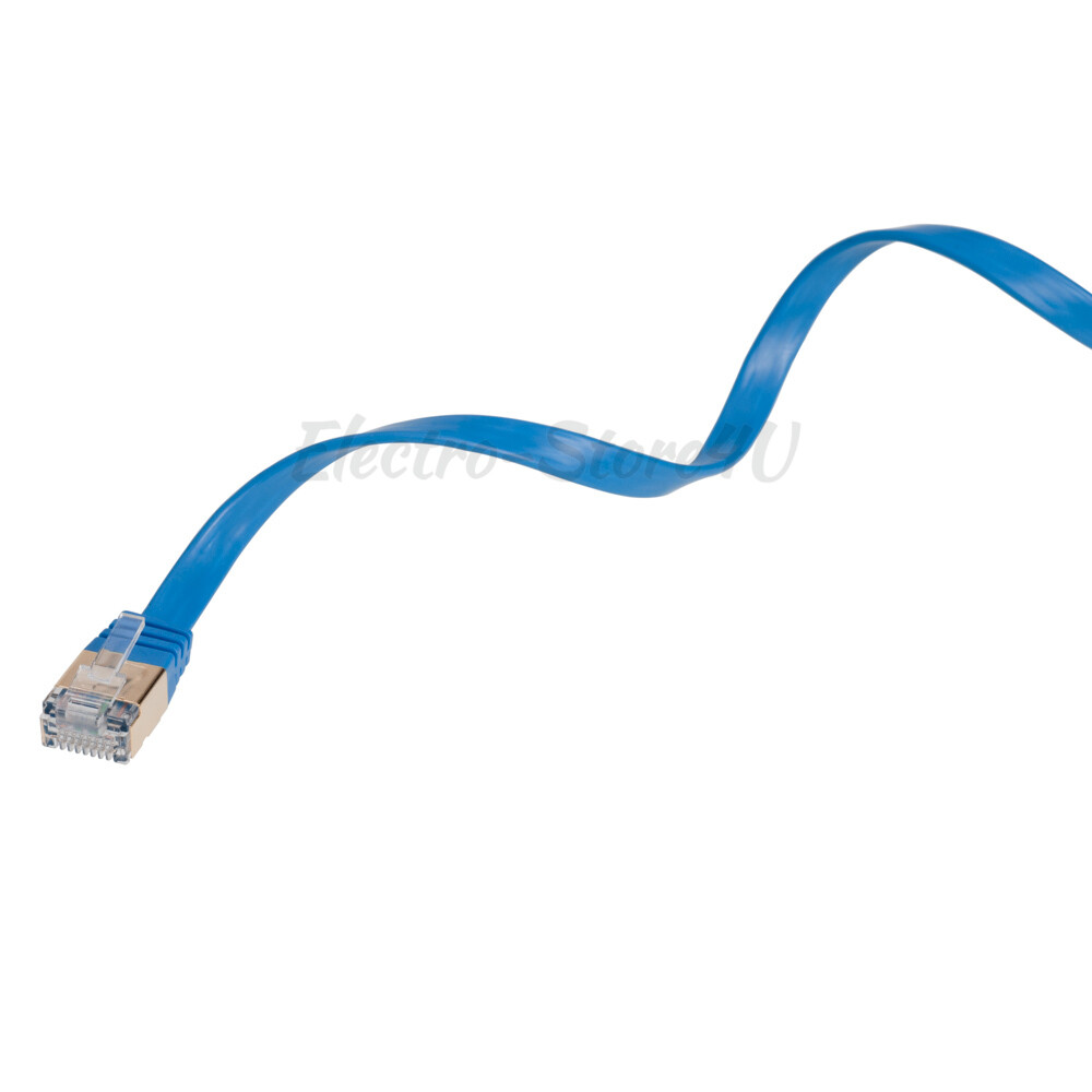 Flat Cat7 Ethernet Patch Blue Cable 6 10 20 25 30 50 75 100 FT U/FTP LAN Lot
