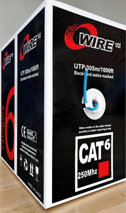 Cat6 Cable 1000ft 23AWG Solid 4 Pair Bulk Cat 6 Ethernet Cable (UTP CMR)