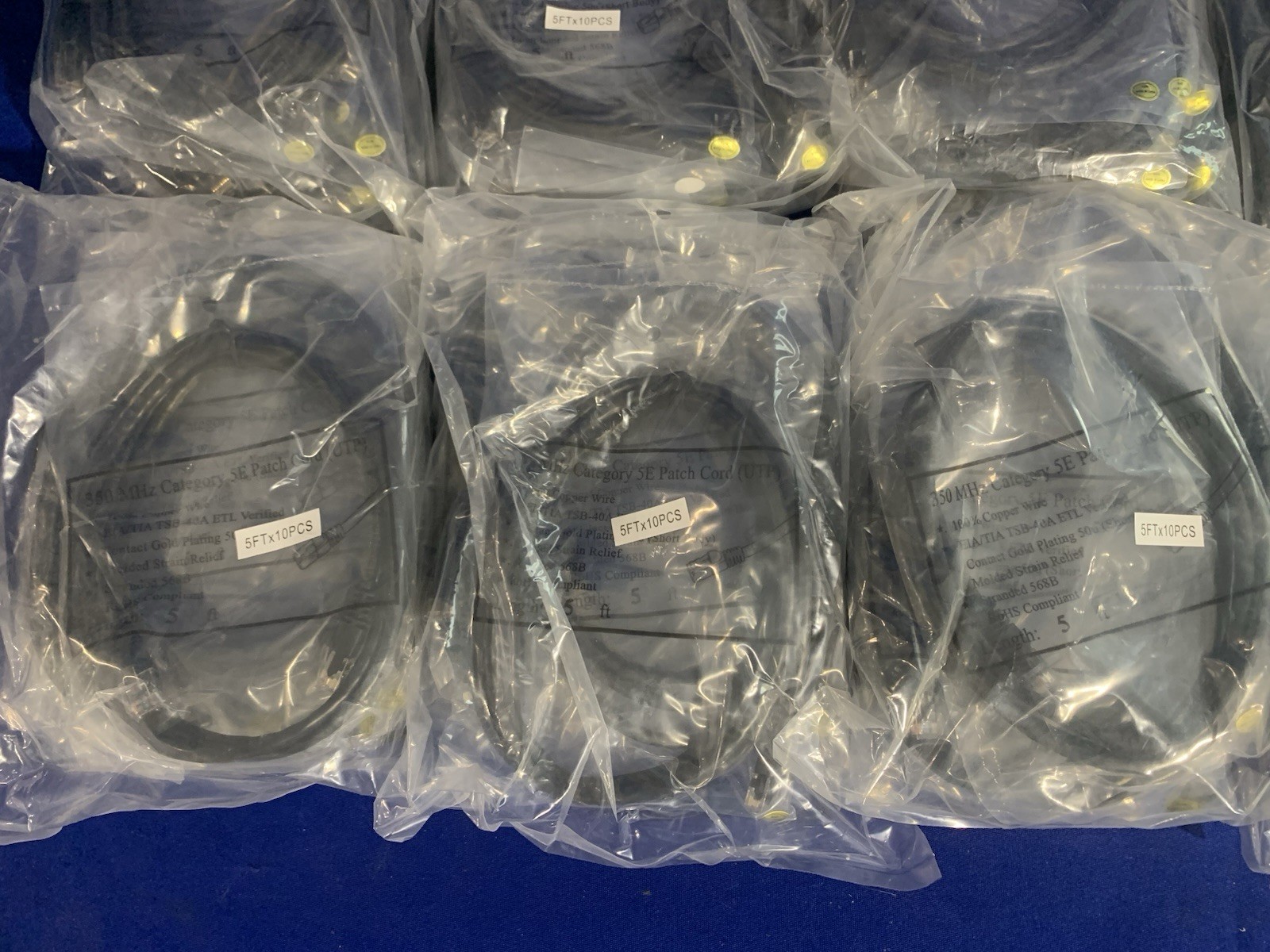 5 Foot Ethernet Network Cable Cat5e Patch Cord LAN – Pack of 10 x15 – New Sealed