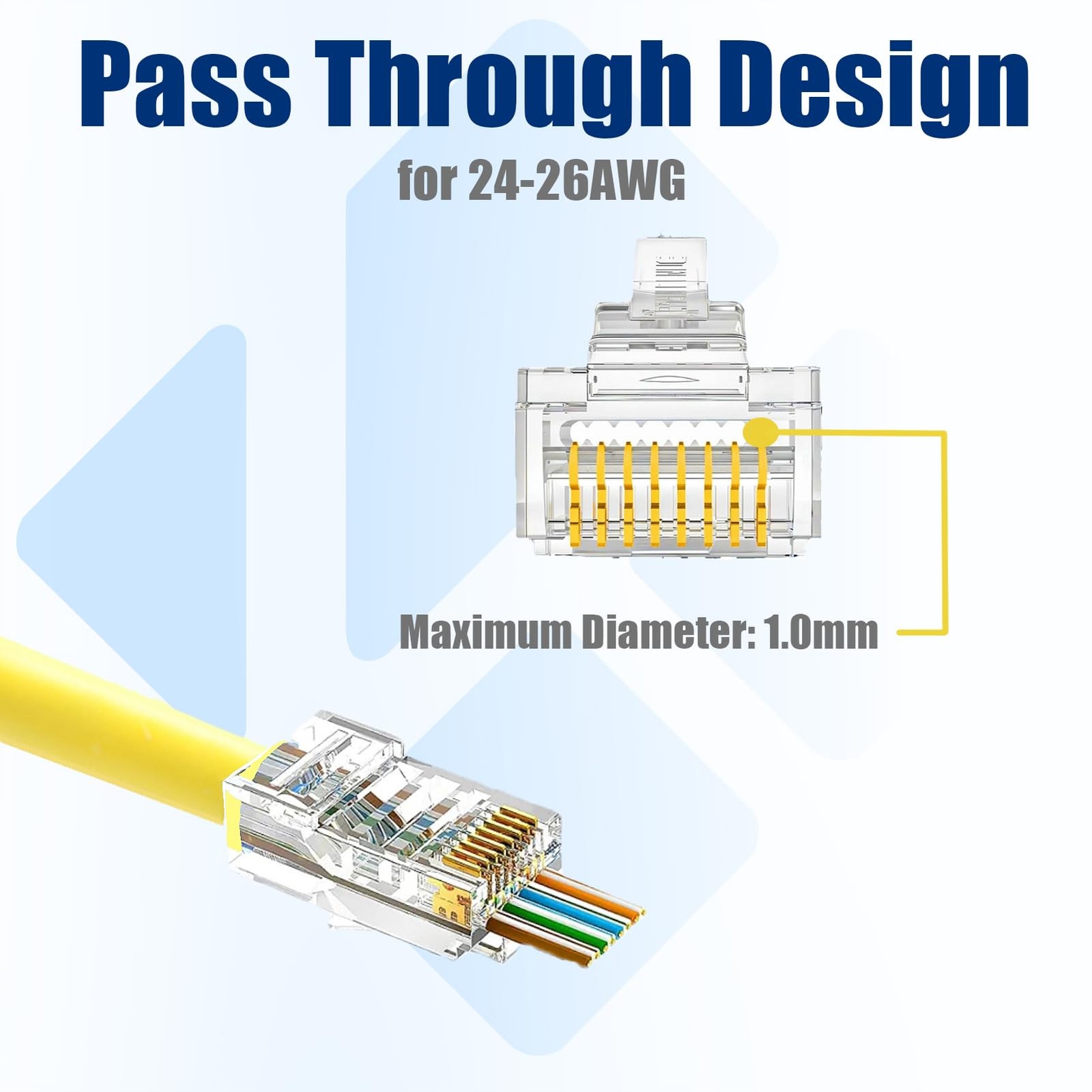 200 PCS Cat5e RJ45 Connector Pass Through Modular Plug Ethernet Male Easy