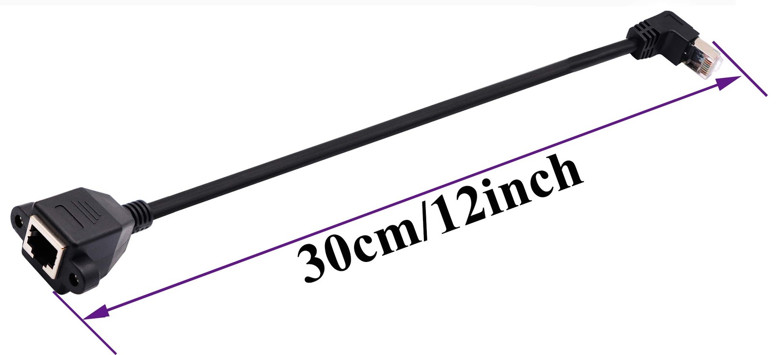 Cat 6 Ethernet Cable 90 Degree down Angle RJ45 Male to Female Shielded Ethernet
