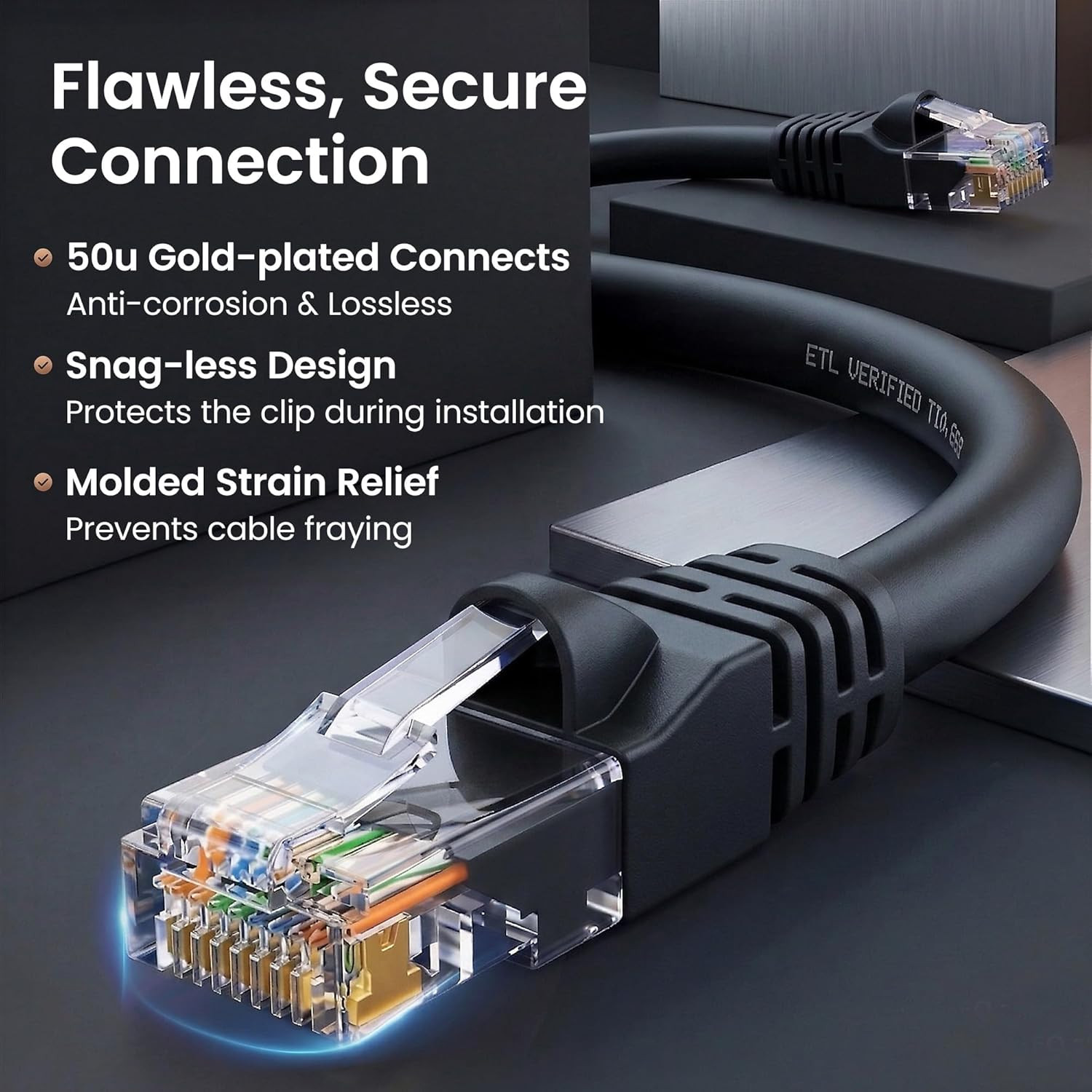 Cat 6 Ethernet Patch Cables 5 Ft Black (Cat 6 Ethernet Cables 5 Ft 24-Pack), CAT