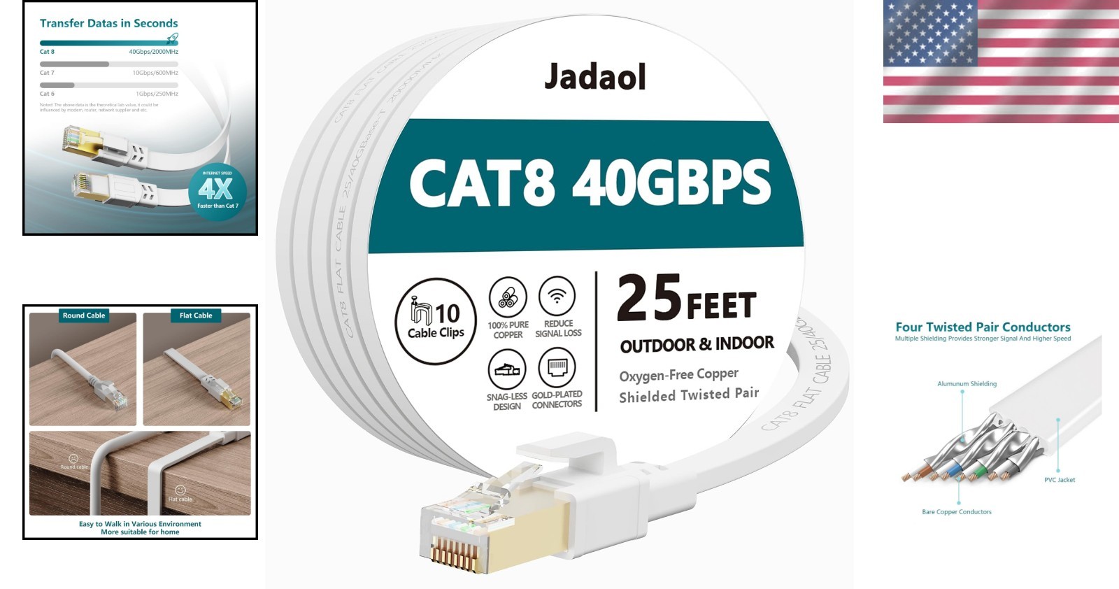 25 ft Cat 8 Ethernet Cable – 40Gbps Bandwidth for Superior Streaming and Gaming