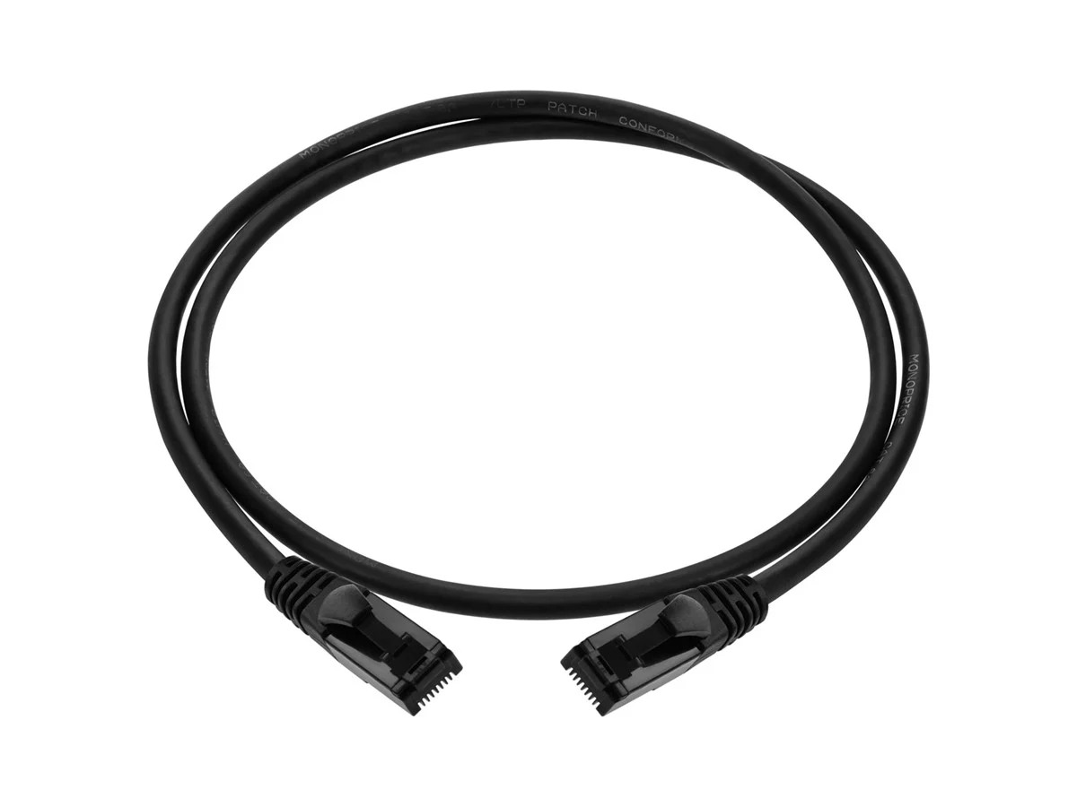 Monoprice Cat6A Flexible TPE Patch Cable 3 Feet Black UTP 24AWG 500MHz RJ45