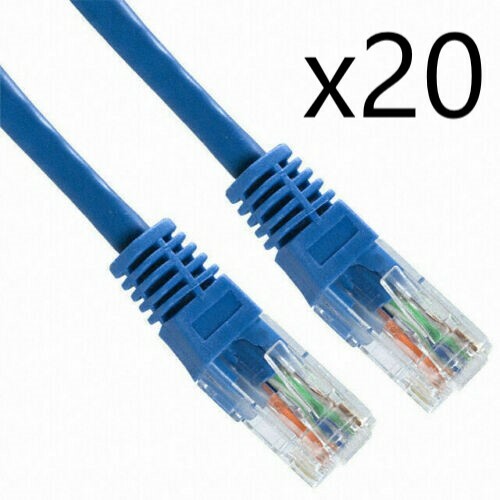 20 Pack Lot – 10ft CAT6 Ethernet Network LAN Router Patch Cable Cord Wire Blue