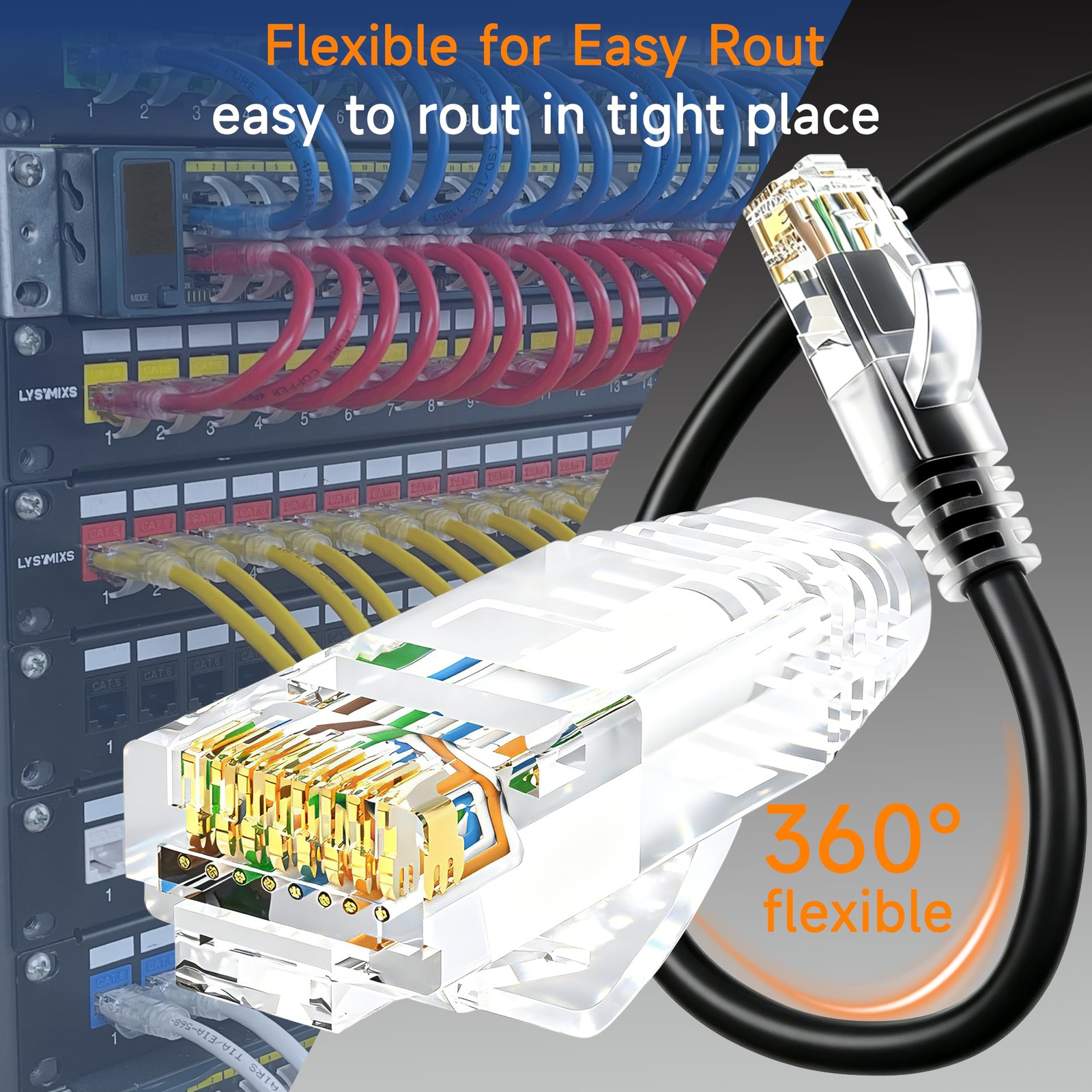 10 PCS Cat6 Ethernet Patch Cable 1 ft Network Patch Cord 10G Black Wire