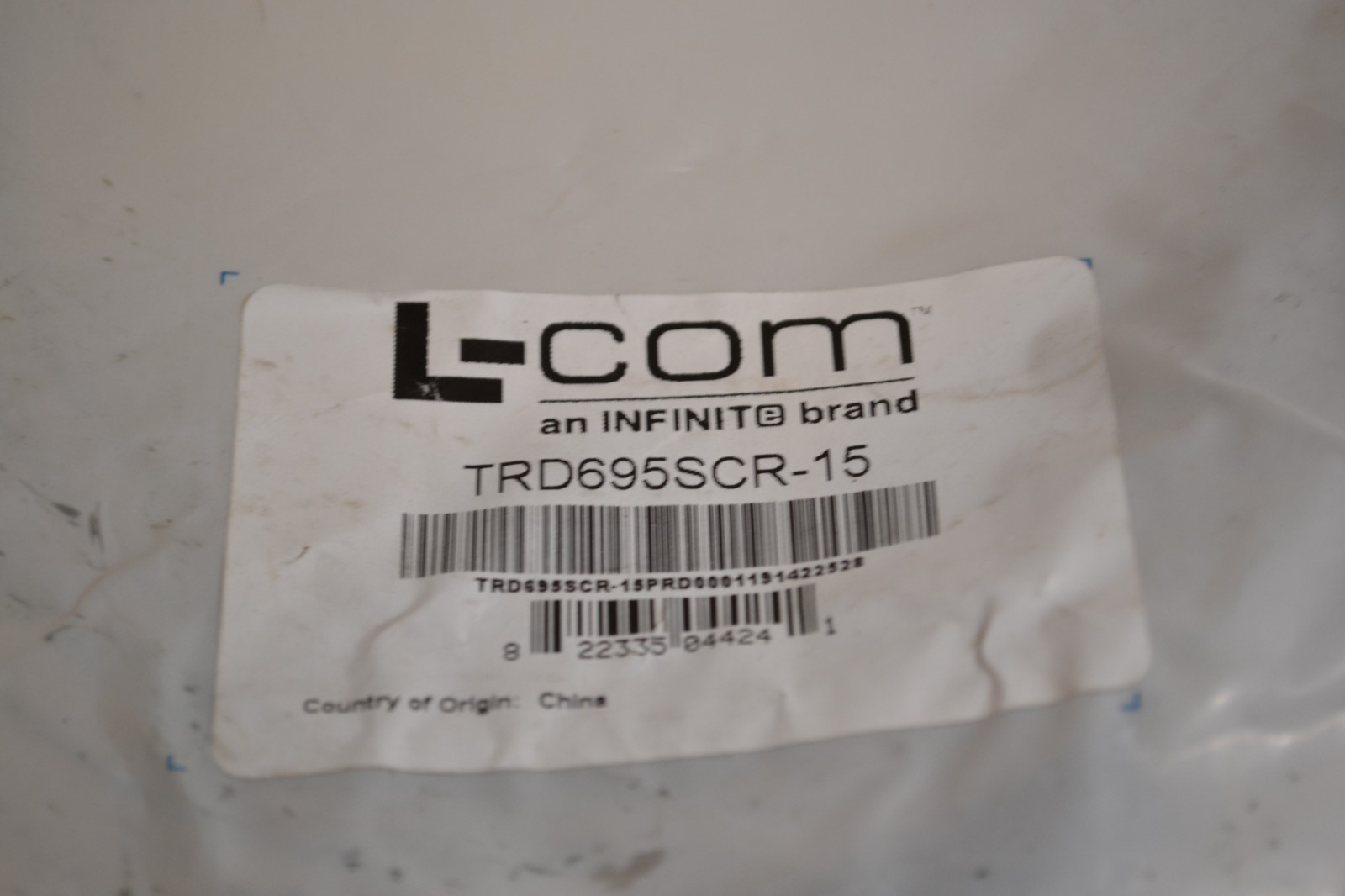 L-Com Shielded Cat 6 Cable, Gray 15.0 ft RJ45 / RJ45 PVC Jacket TRD695SCR-15