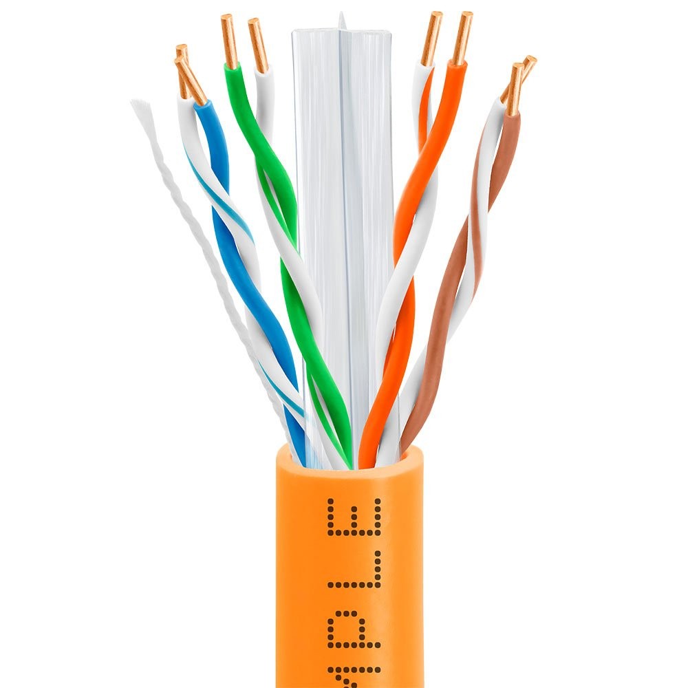 1000ft Cat6 CMP Plenum Ethernet LAN Cable Solid 23AWG UTP Pull Box Orange