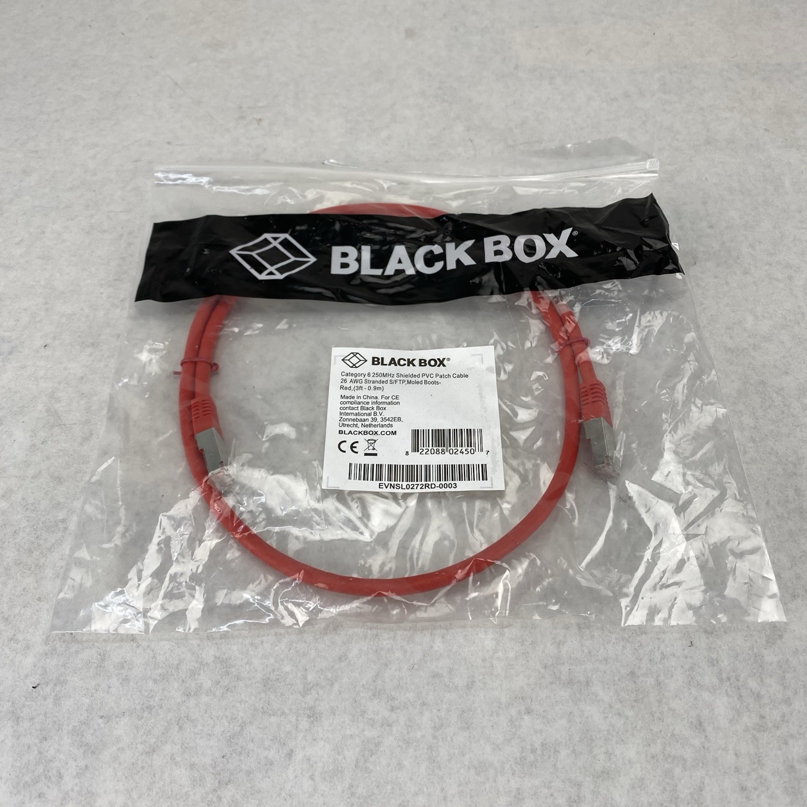 Black Box EVNSL0272RD-0003 CAT6 250MHz Shielded PVP Patch Cable (Lot of 6)