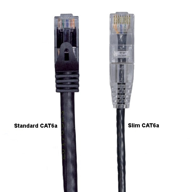 KNTK Black 3ft Slim Cat6a UTP Patch Cable 28AWG Ethernet RJ45 Network Snagless