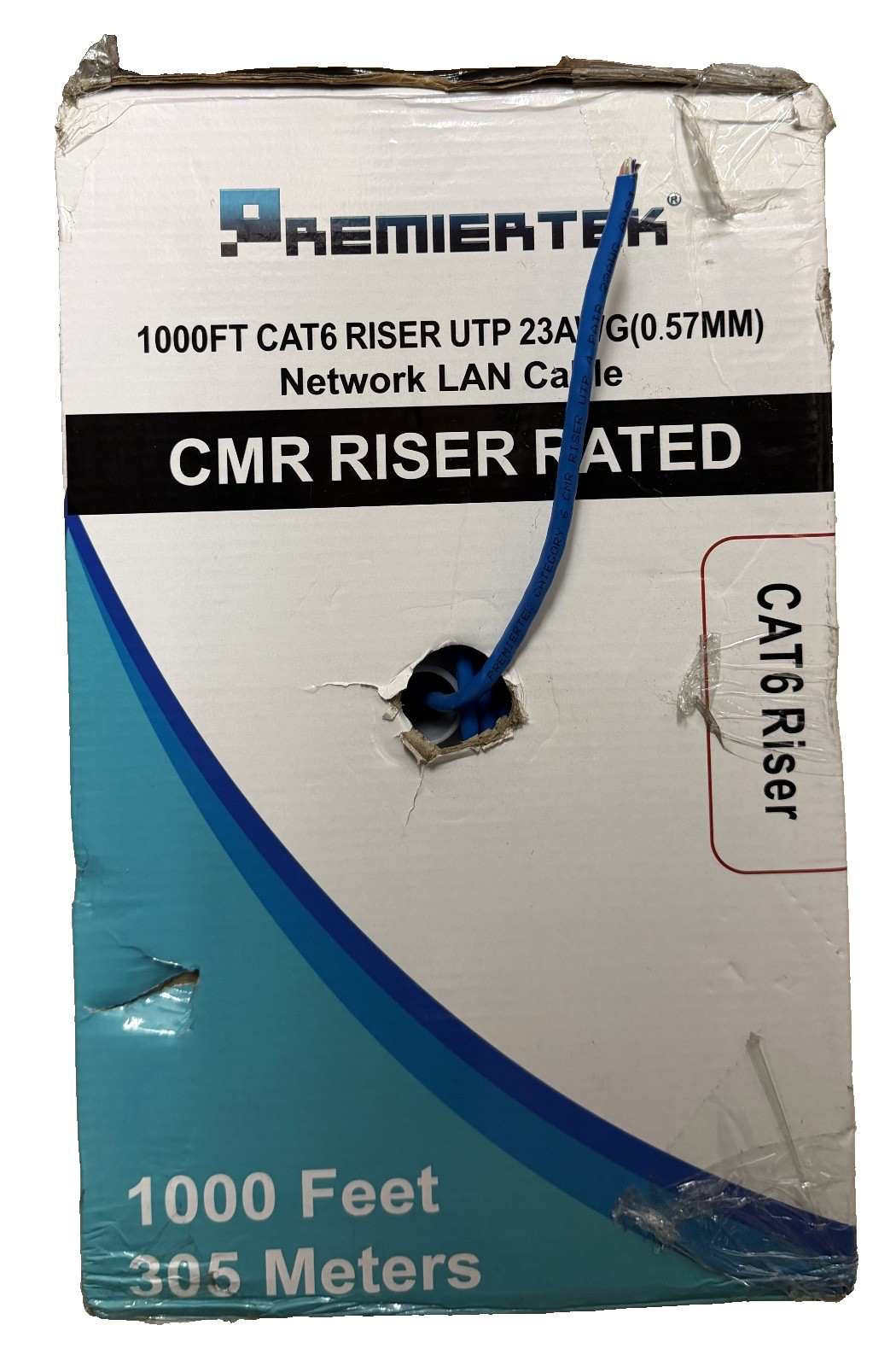 CAT6 1000FT 550MHz Riser UTP Network Ethernet Cable Bulk Wire 23 AWG LAN Blue