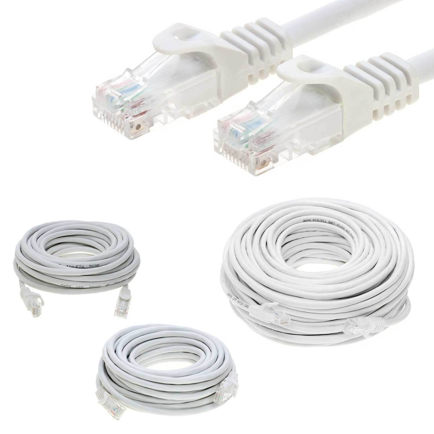 CAT6 Patch Cable 500mhz Ethernet Internet Network Router LAN RJ45 UTP WHITE LOT