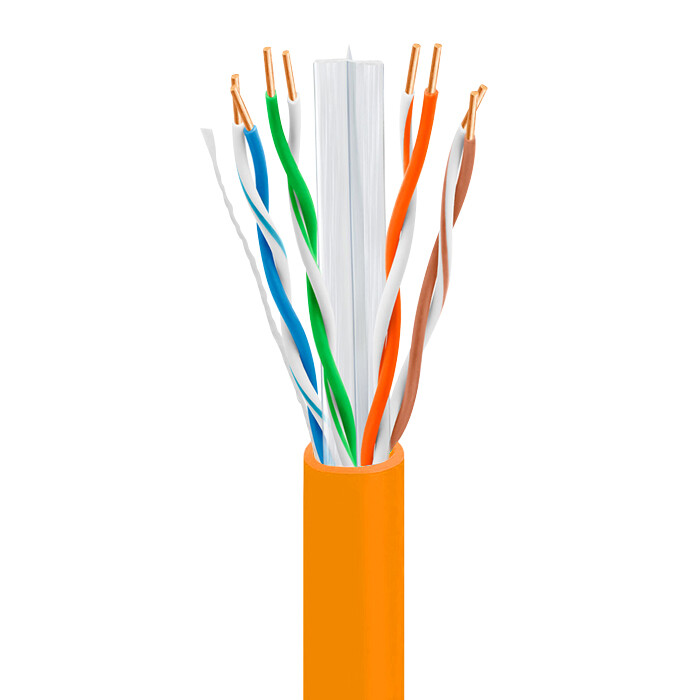TSCables 550Mhz Cat6 Plenum 100% Solid Bare Copper UTP Ethernet Cable Orange