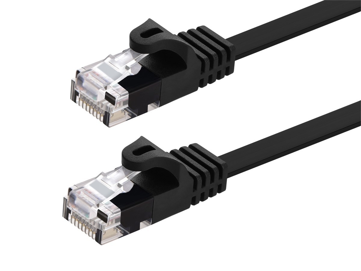 Monoprice Flat Cat6 Ethernet Patch Cable – 3 Feet – Black, 550MHz, UTP, 30AWG