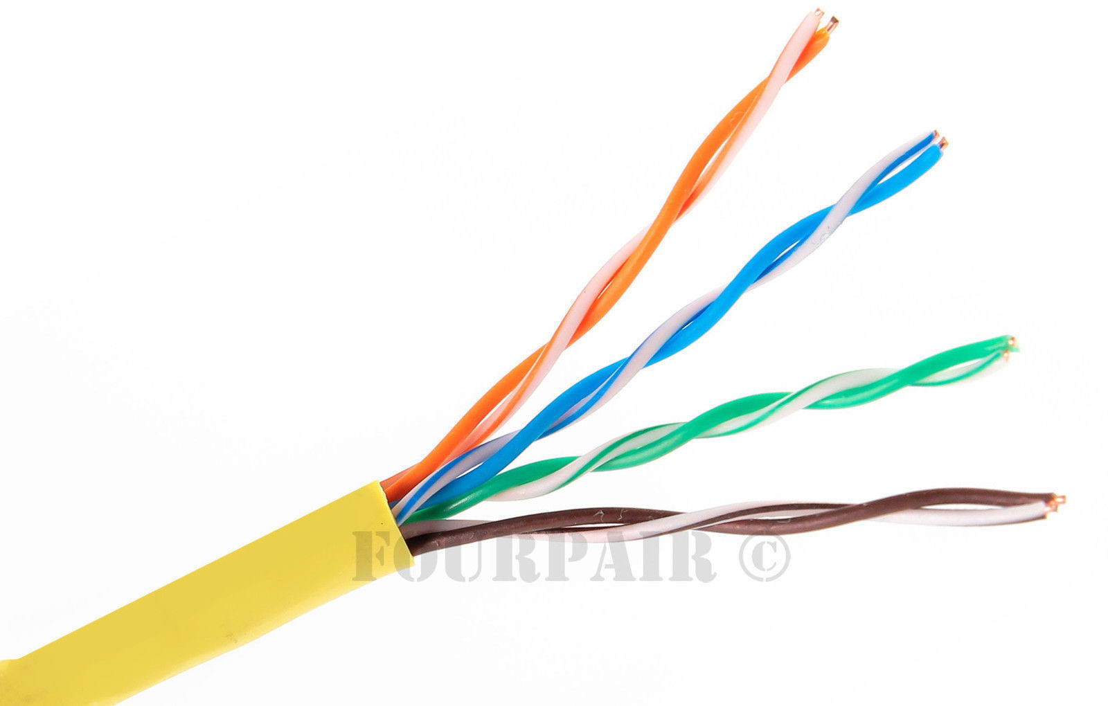 CAT5e CMR Ethernet UTP Cable Yellow 1000FT – 24 AWG SOLID BARE COPPER