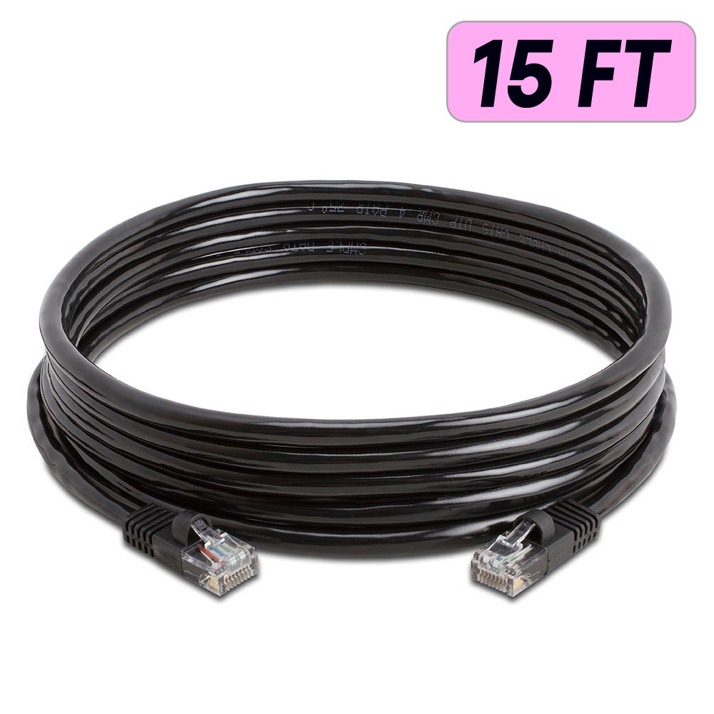 20 PACK Cat5e Cable Black Cat 5 Patch Cord Ethernet RJ45 Connectors LAN Wire