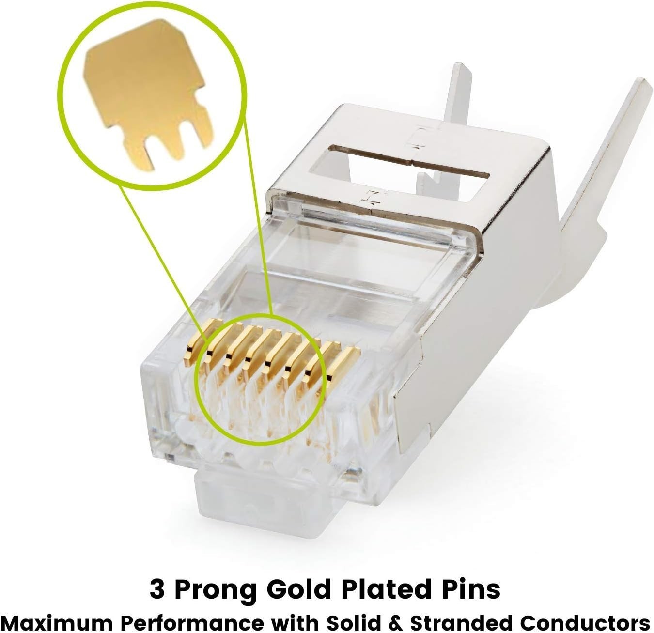 Cat6/6A RJ45 Pass through Modular Plugs, Shielded (STP) External Ground Connecto