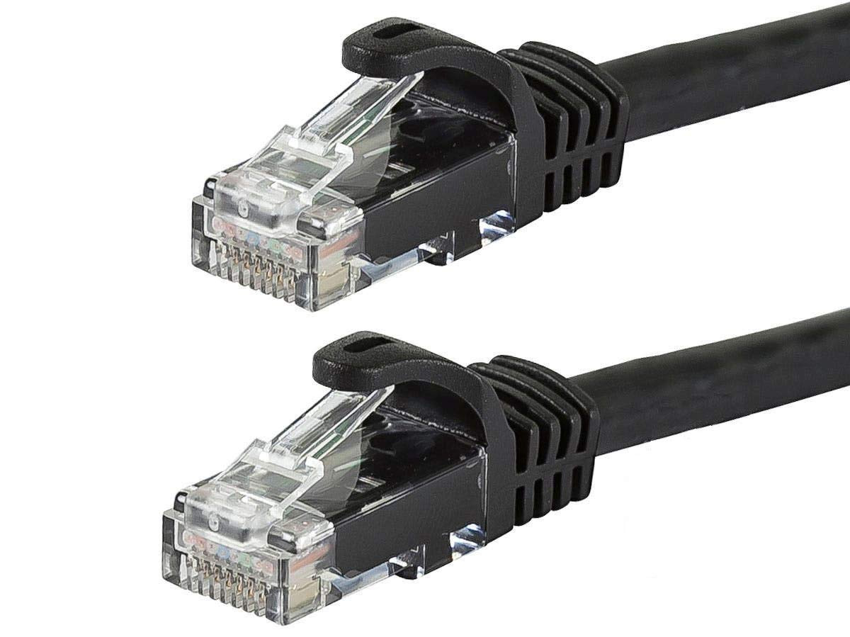 Cat6 7Ft Black 12-Pk Patch Cable UTP 24AWG 550Mhz Pure Bare Copper Snagless RJ45