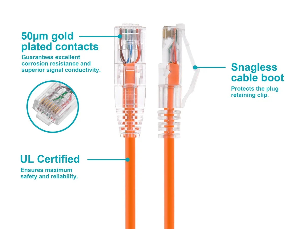 Monoprice Cat6 Ethernet Patch Cable – 10 feet – Orange | Snagless RJ45 Stranded