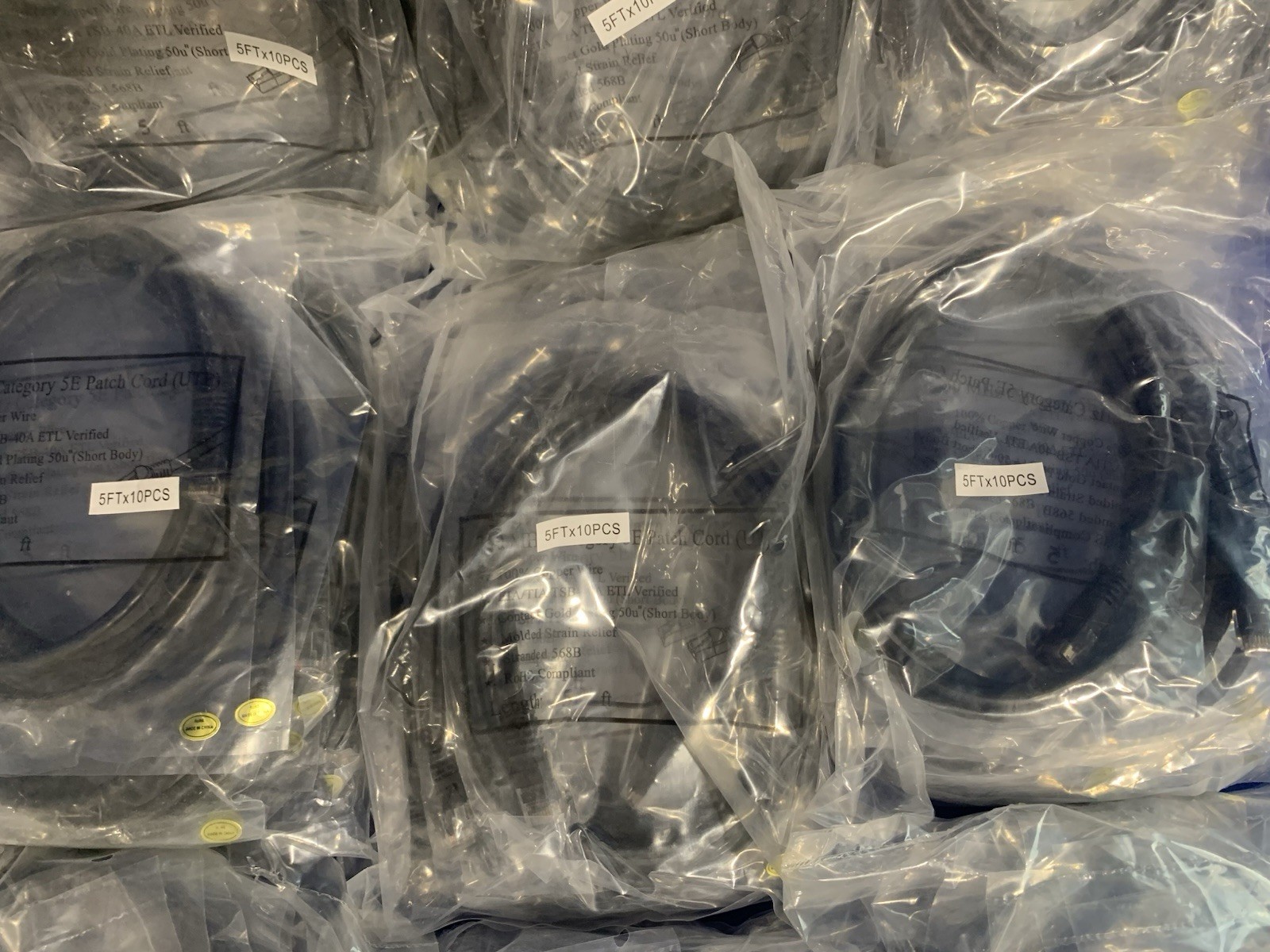 5 Foot Ethernet Network Cable Cat5e Patch Cord LAN – Pack of 10 x15 – New Sealed