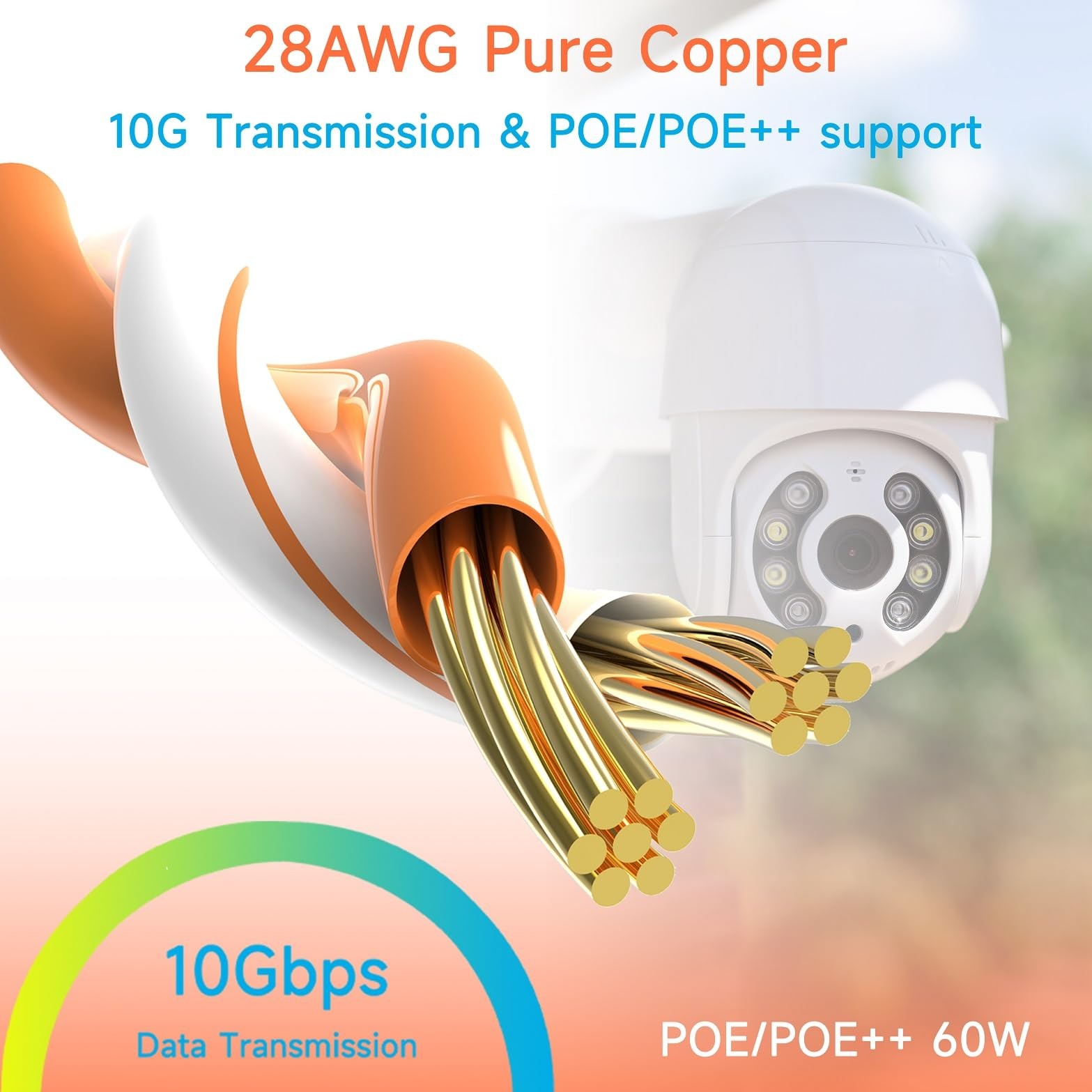 Cat6a Slim Ethernet Patch Cable 25ft Outdoor & Indoor, Flexible 10G Cat6 Interne