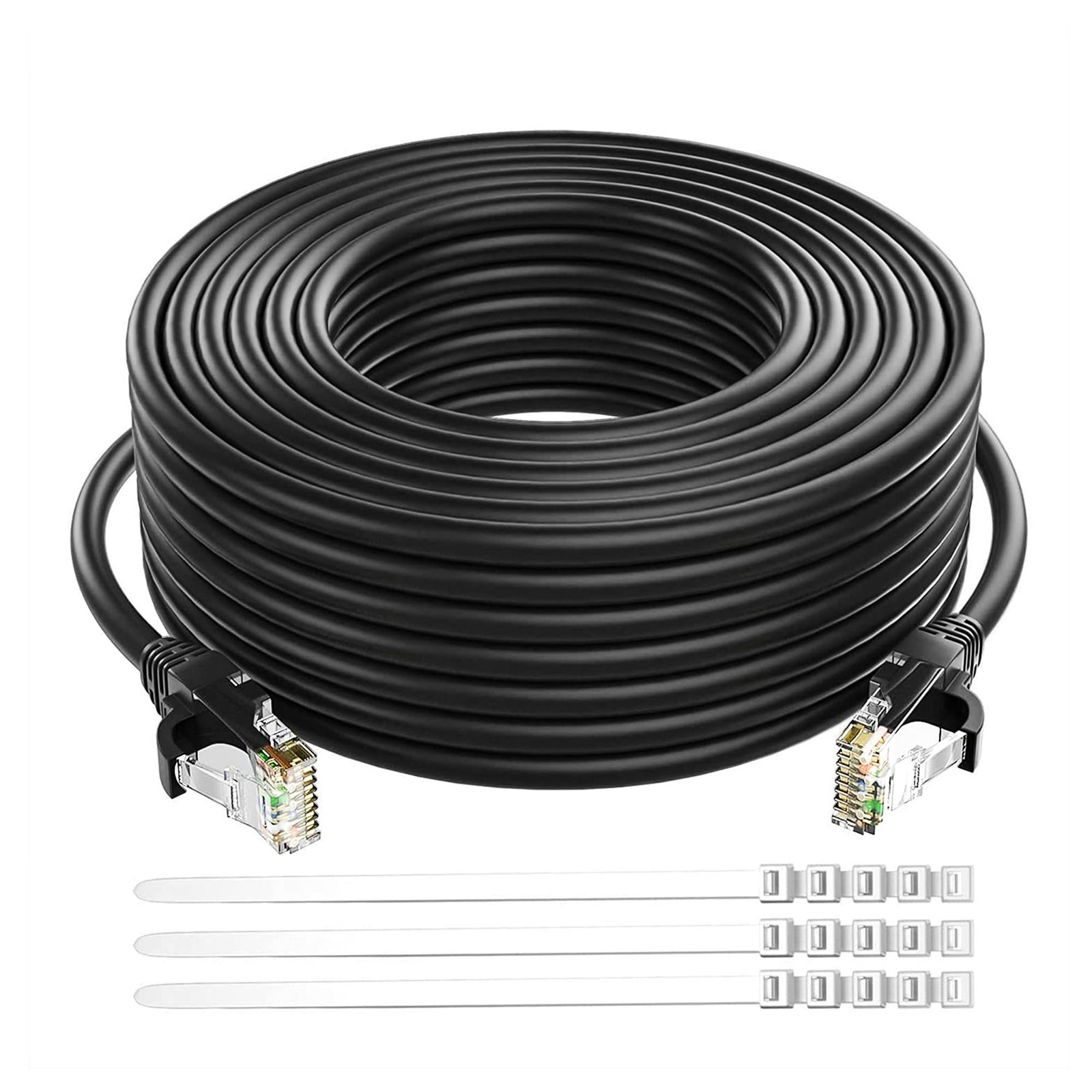 Cat 6 Ethernet Cable 150 Ft-Black, Outdoor & Indoor Snagless Long Round RJ45 …