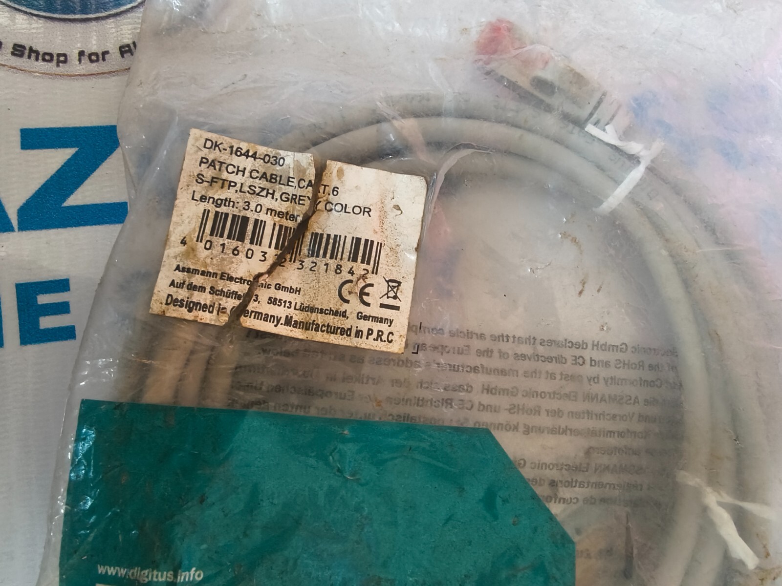 Digitas DK-1644-030 Patch 3.0 Meter Cable CAT6 S-FTP LSZH Grey Color