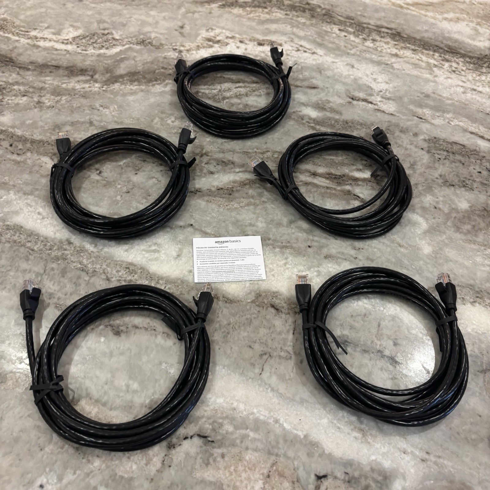 5-pack – RJ45 CAT-6 Ethernet Patch Internet Cable – Black – 10 ft/3 m NEW