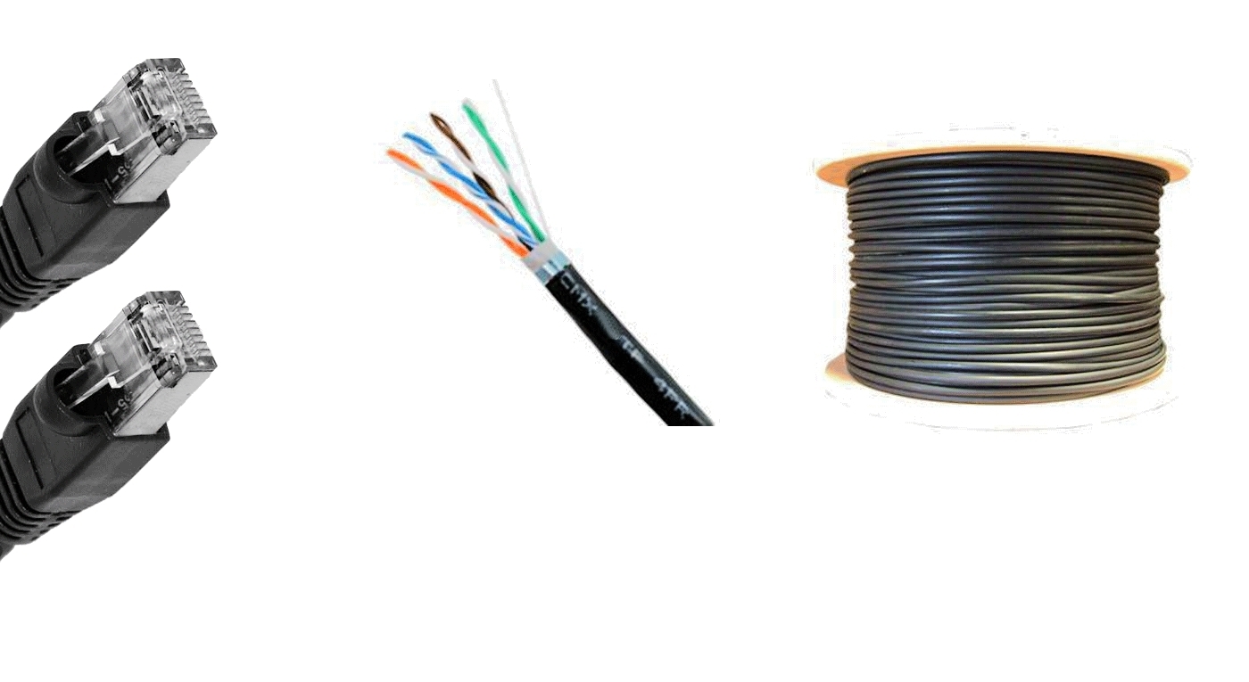 50’FT CAT-6 23AWG OUTDOOR PATCH 600MHz BLACK SHIELDED STP CABLE UV ETHERNET