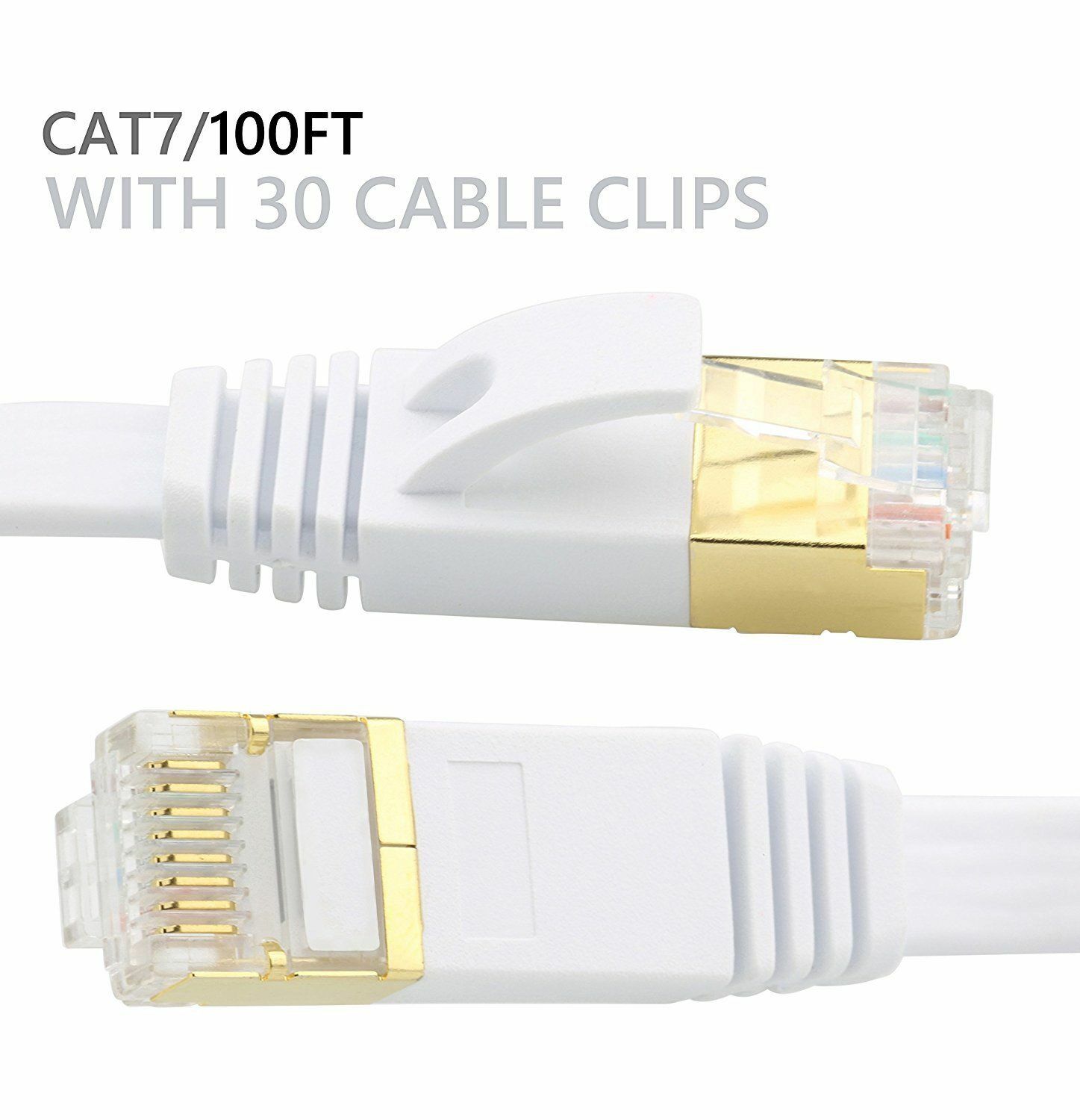 Cat7 RJ45 Ethernet Flat Patch Network LAN Shielded Internet Cable 50ft 100ft US