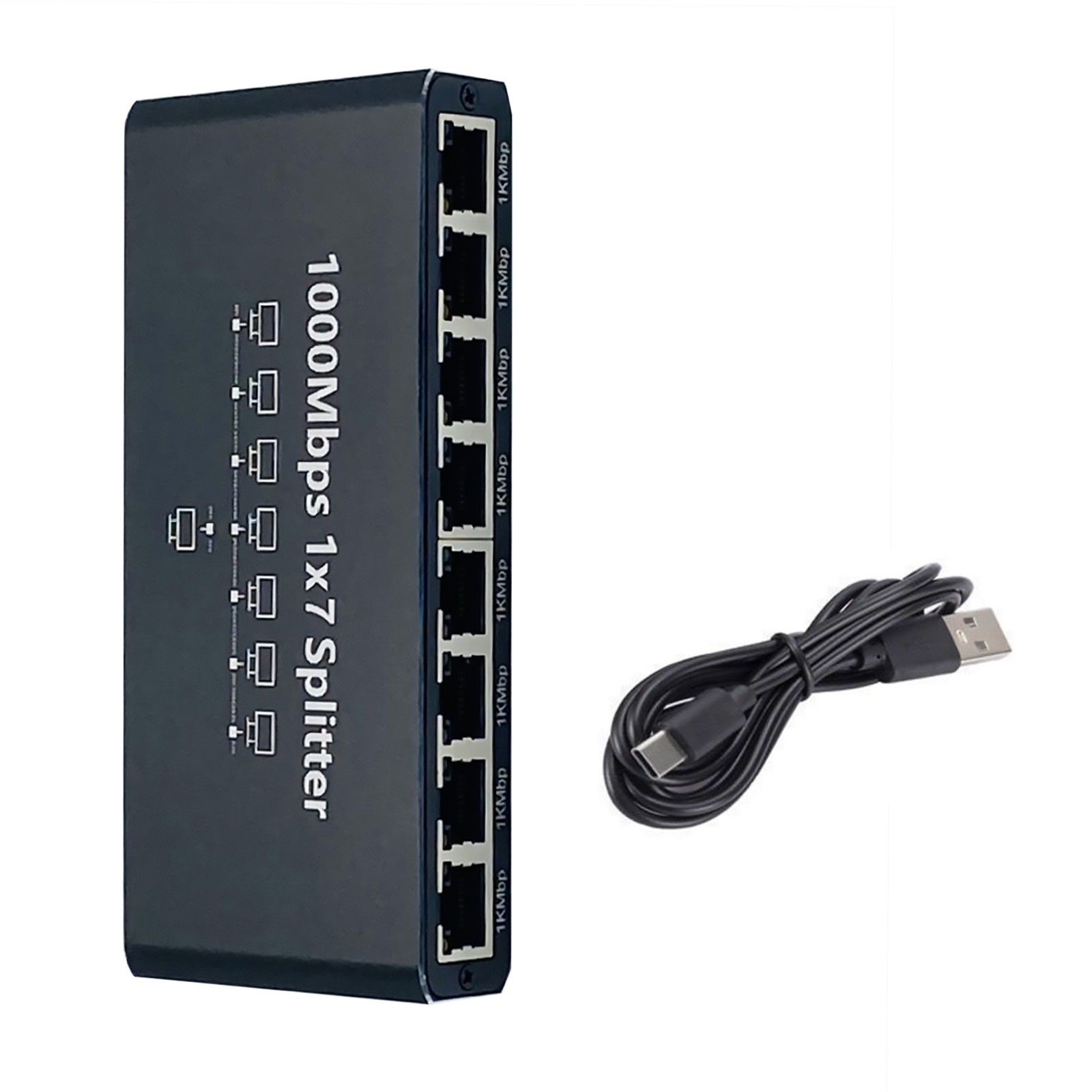 RJ45 1000Mbps Ethernet Splitter 1 to 7 Port LAN Network Switch for PC Mac Router