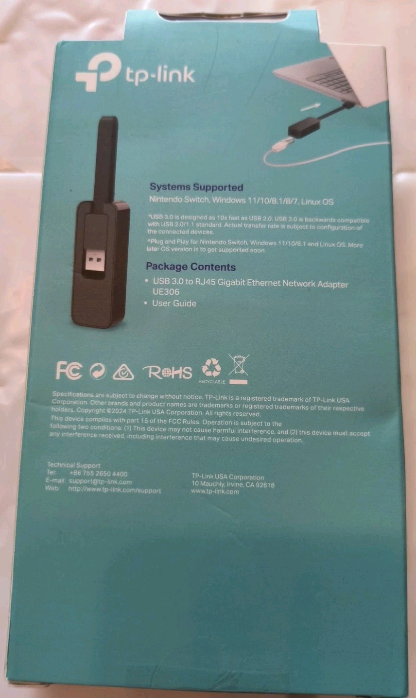 TP-Link USB 3.0 to RJ45 Gigabit Ethernet Network Adapter New