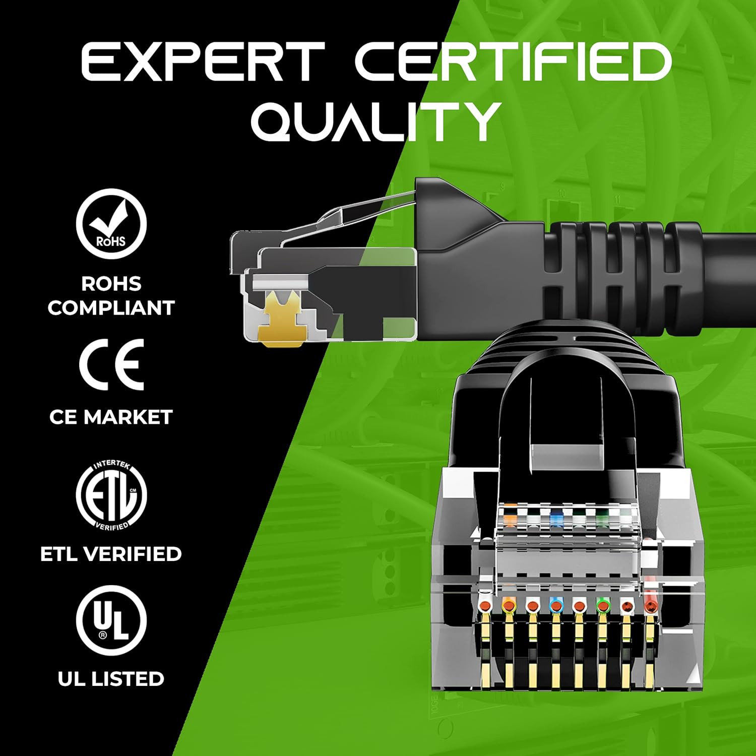 20-Pack, Cat5E Ethernet Patch Cable 1 Foot – Snagless RJ45 Computer LAN Network