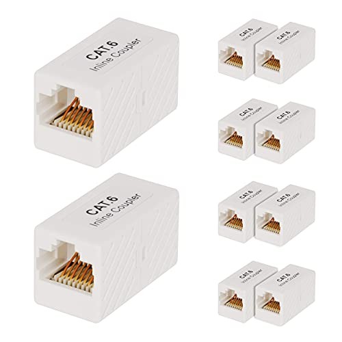 10 Pack White RJ45 Coupler Ethernet Connector for Cat7, Cat6, Cat5e Extension