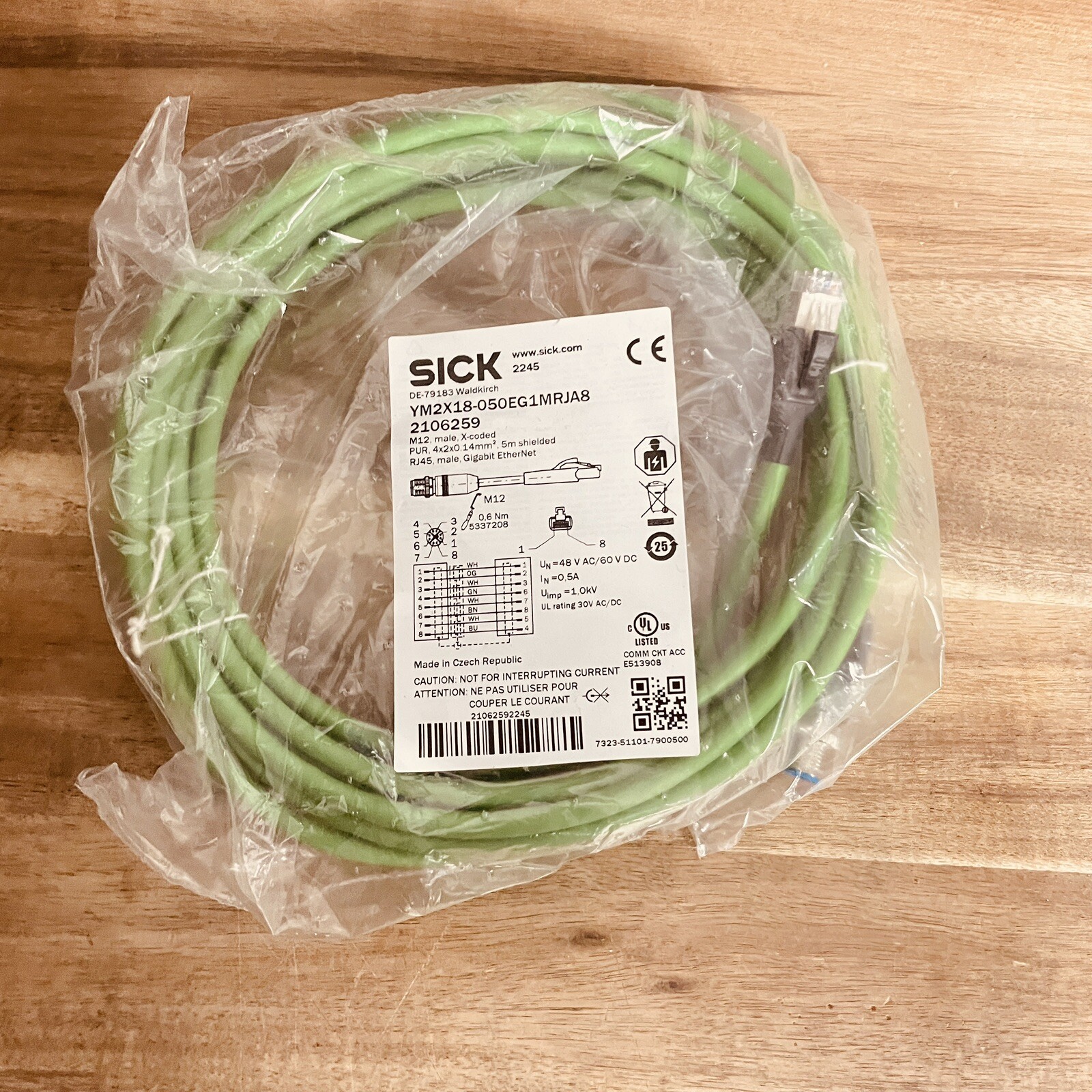 Sick 2106259 YM2X18 – 050EG1MRJA8 Industrial Ethernet & Fieldbus Cables Green