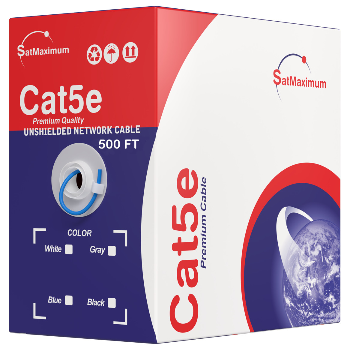 500ft CAT5e UTP Ethernet Network Cable 24AWG LAN RJ45 Solid Bulk Wire Blue