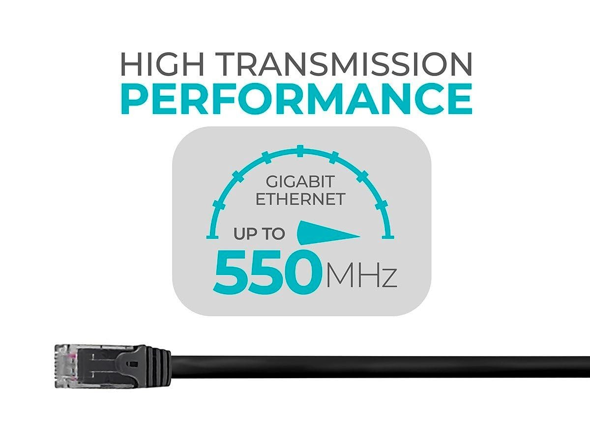 Cat6 100Ft Black Patch Cable UTP 24AWG 550Mhz Pure Bare Copper Snagless RJ45 Fle