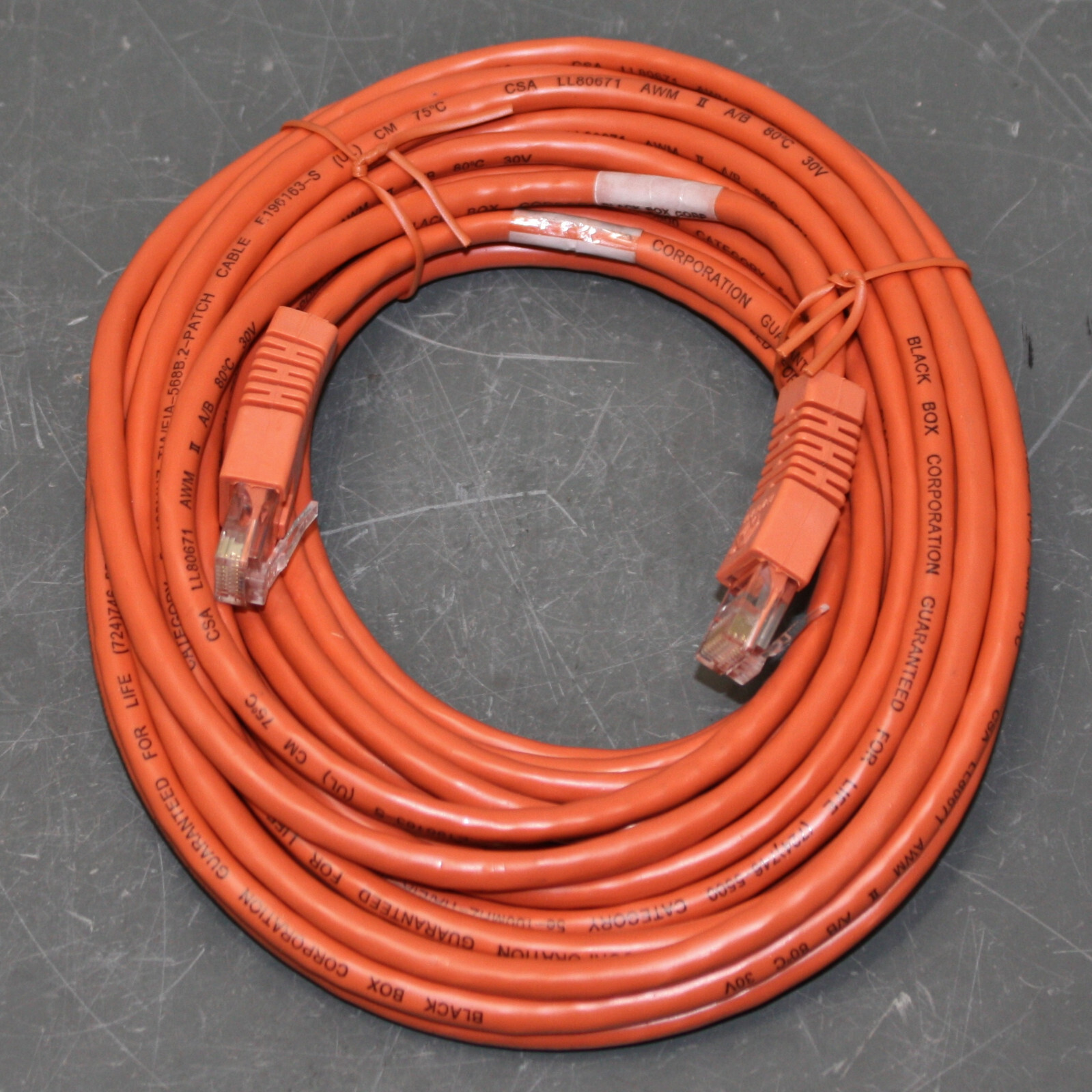 (25) Black Box CAT5e Premium Patch Cable, 25ft Ethernet Cord, Orange, 100 MHz