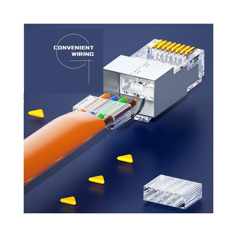 50 PCS Cat7 Cat7A RJ45 Connectors Shielded 8P8C 10Gbps Ethernet Plugs Silver