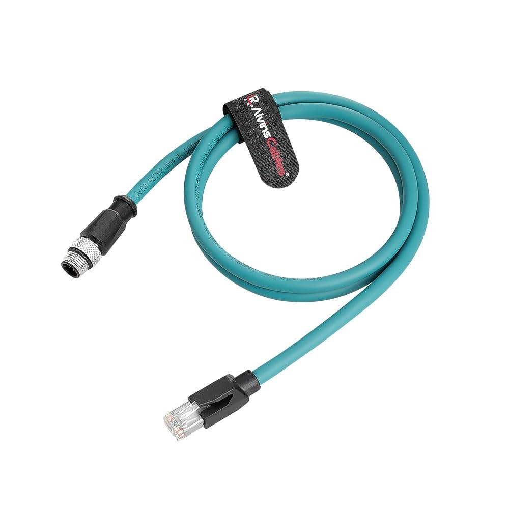 3.3ft M12 A-Code 8 Pin to RJ45 Cat6a Ethernet Cable for Industrial Automation