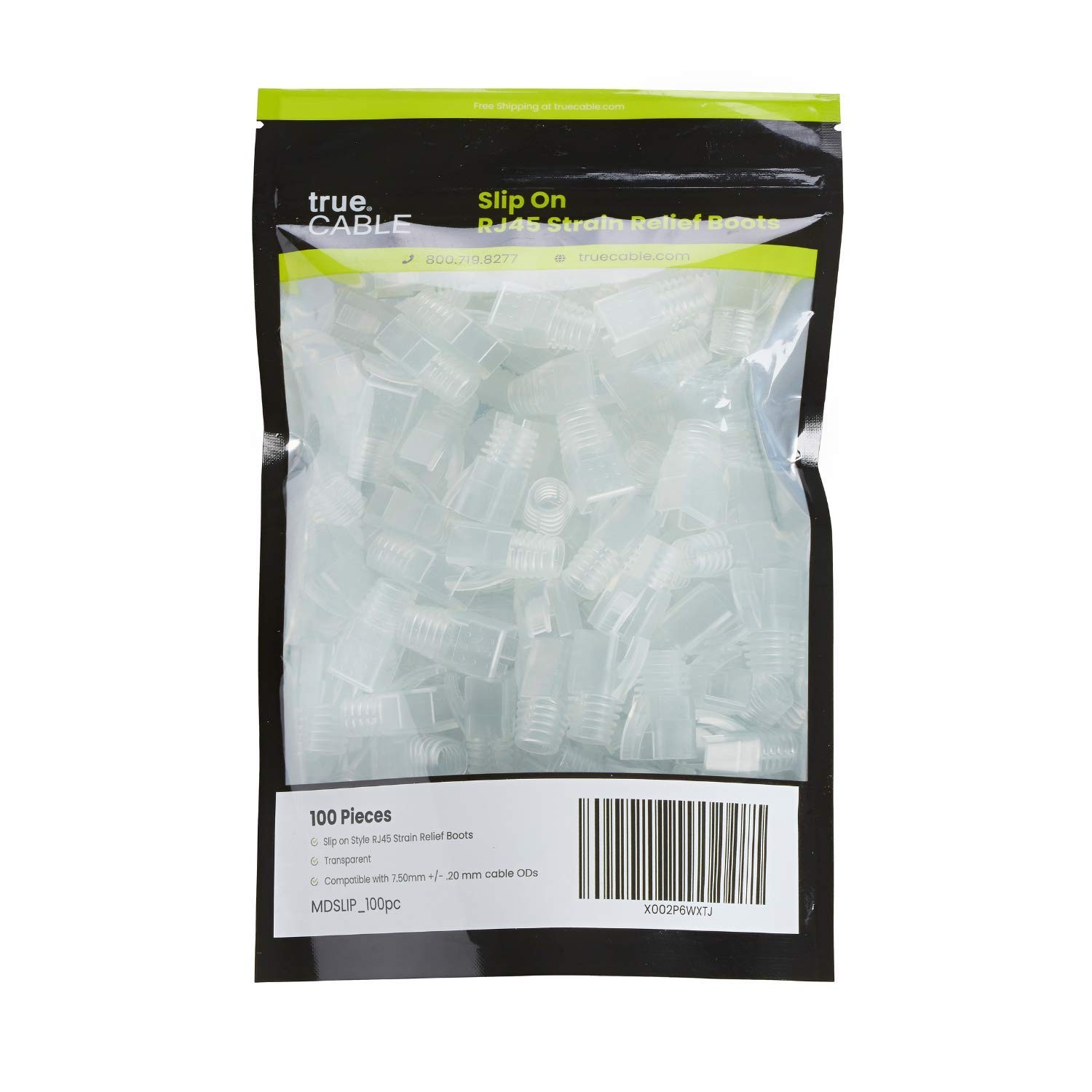 RJ45 Strain Relief Boots 7.5mm Slip~On PVC Plug Covers Transparent 100 Pack