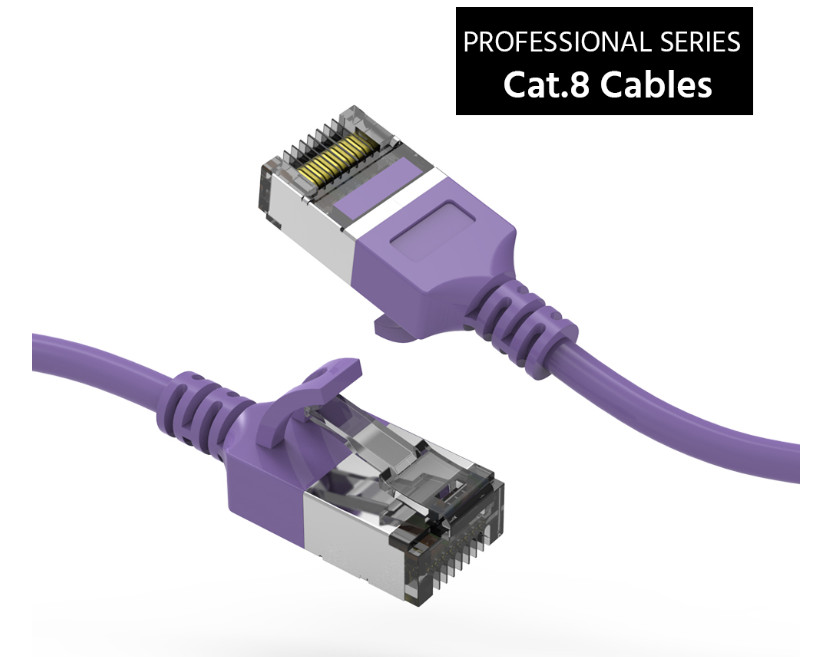 Slim Cat.8 U/FTP Shield Ethernet Network Cable 1ft, 2ft, 3ft, 5ft, 7ft 10ft lot