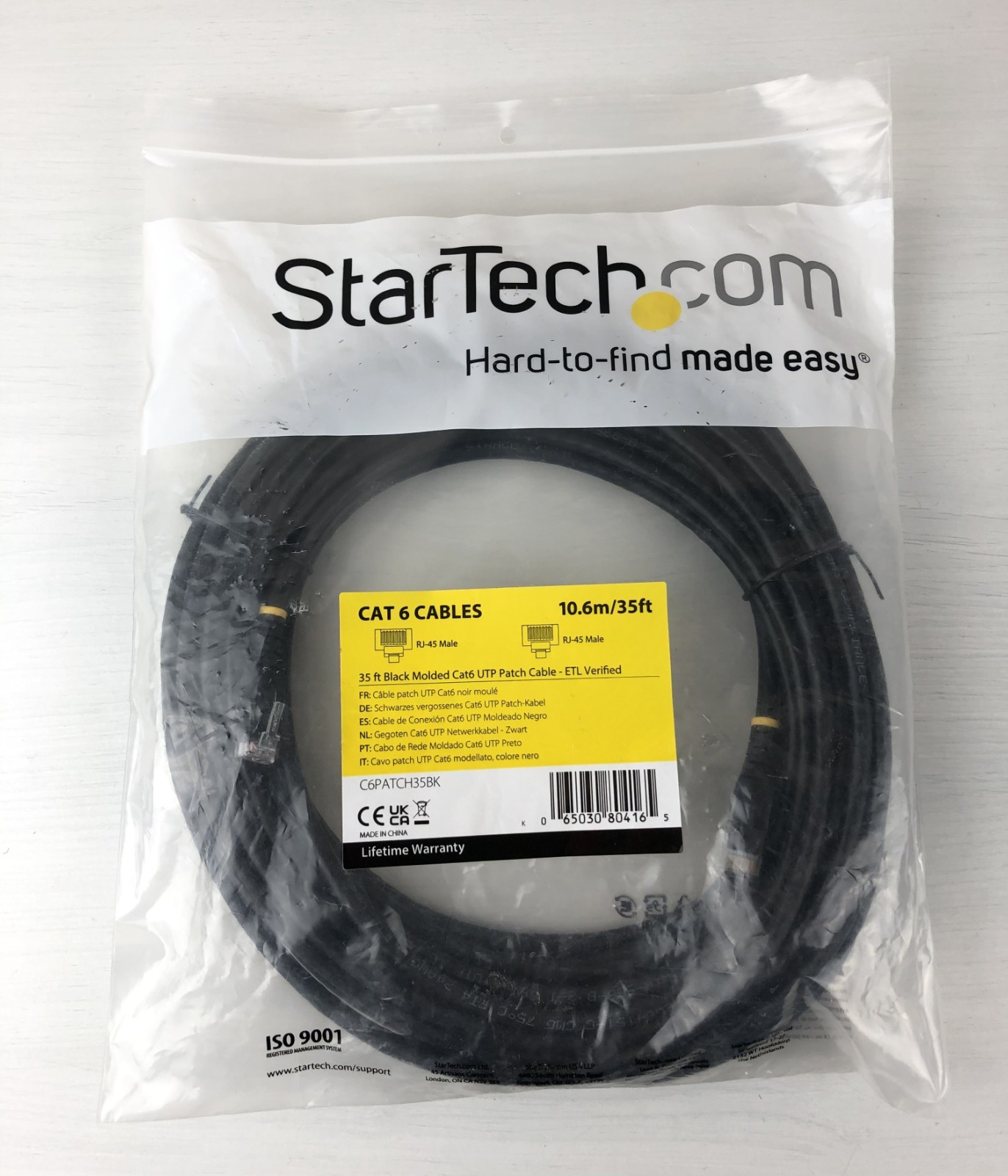 StarTech Cables – 35ft Black Molded CAT6 UTP Patch Cable – Brand New