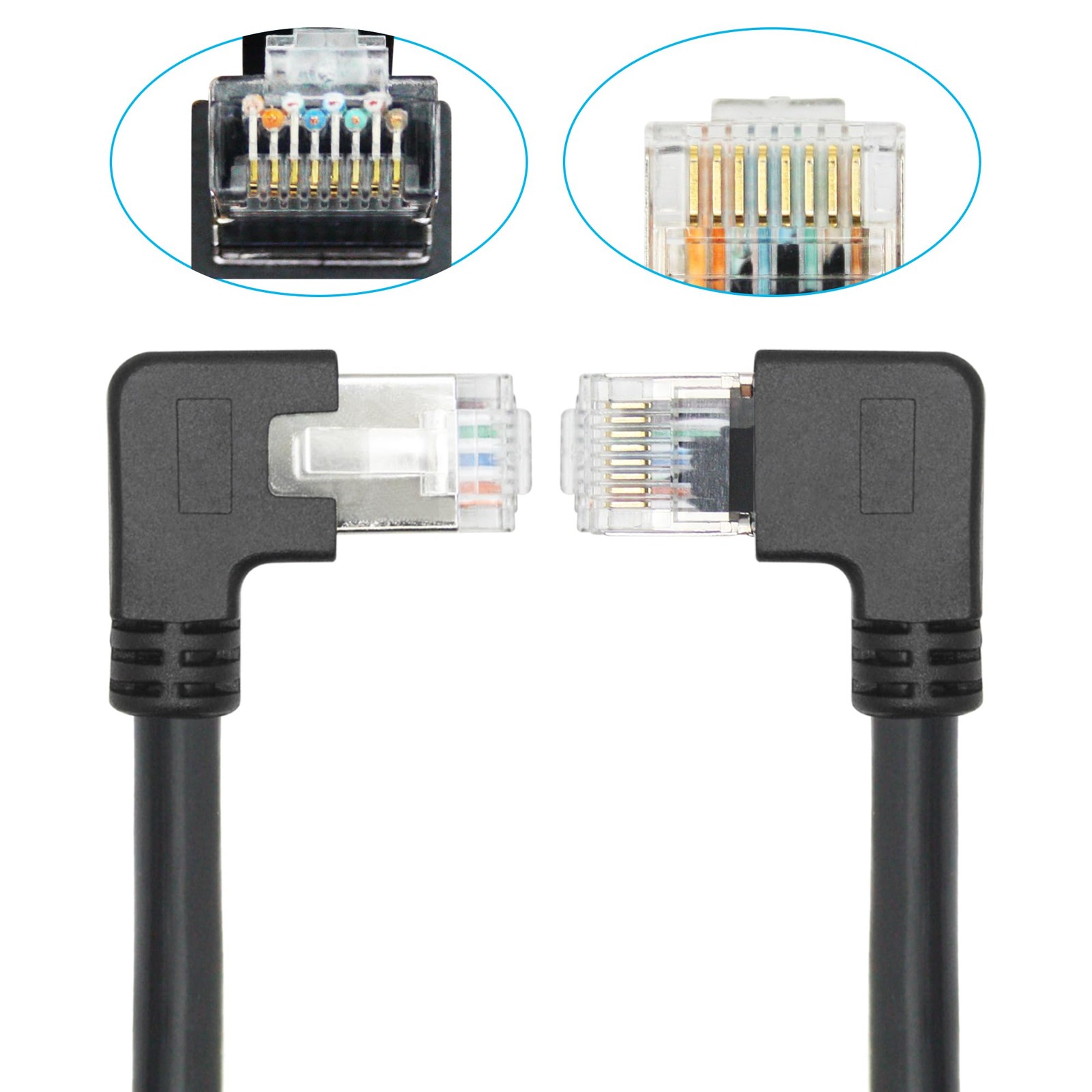 1FT 90 Degree Cat6 Ethernet Left Angle RJ45 Male To Female Extension Cable PC