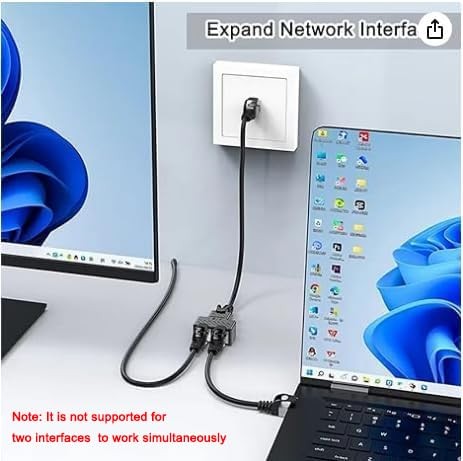 Ethernet Splitter 1 to 2, RJ45 Network Splitter Starlink Ethernet Adapter, LA…