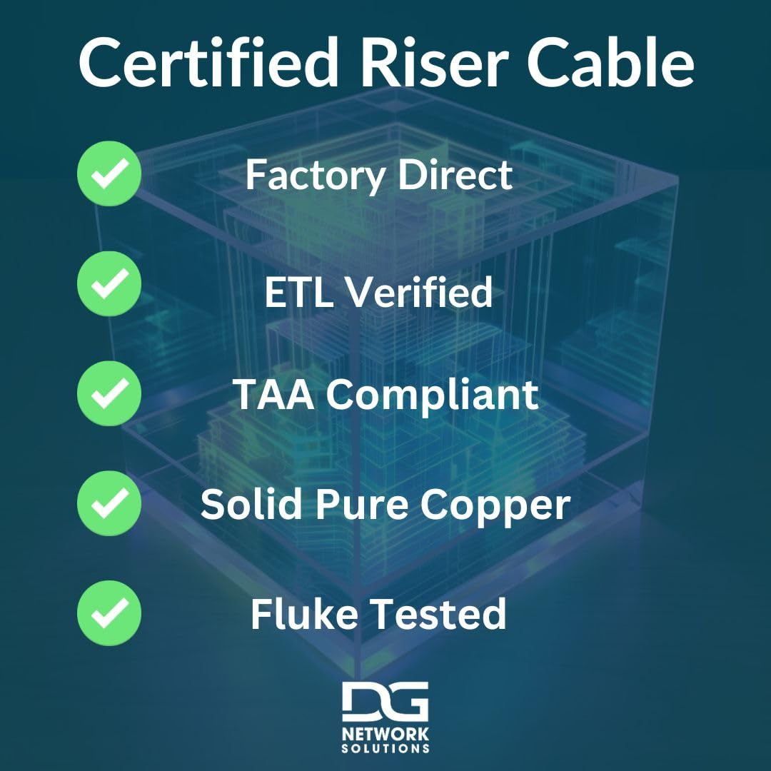 DG Cat6 Riser (CMR), 1000Ft, Unshielded, 23AWG, Solid Bare Copper, up to 10Gb Sp