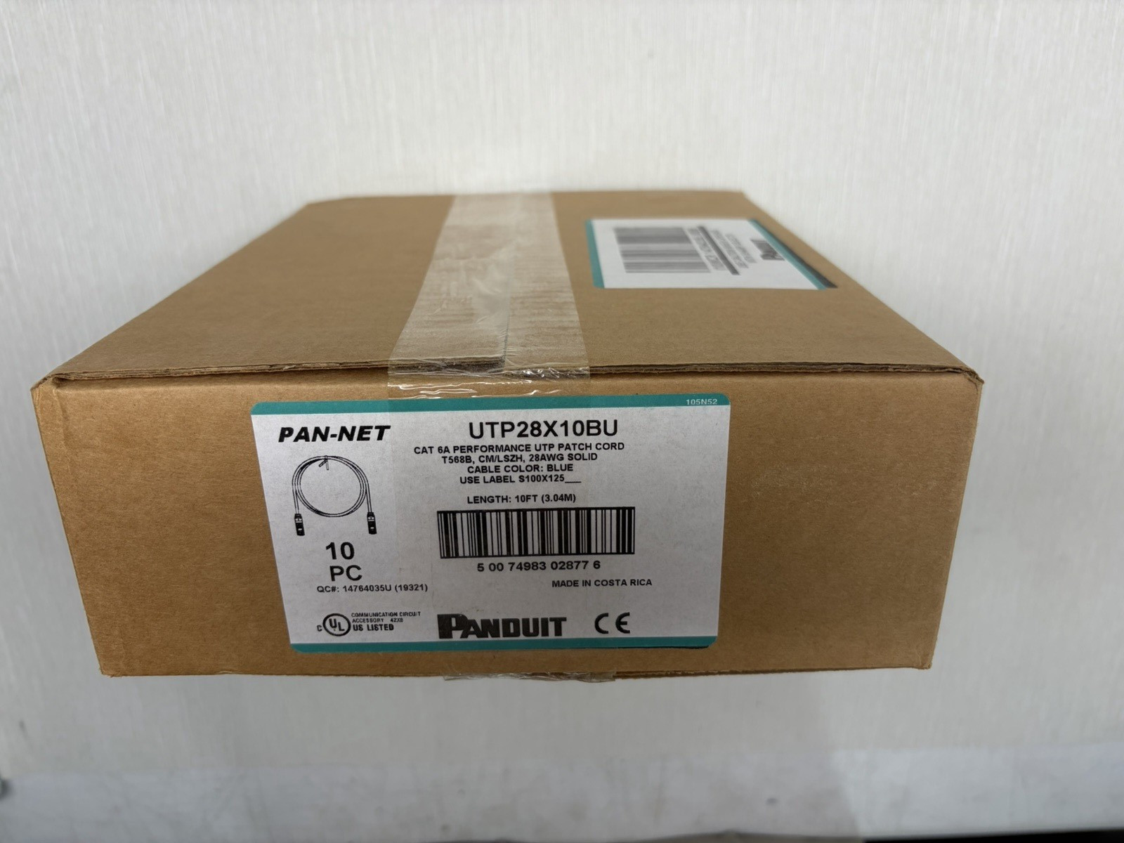 10 ft Panduit UTP28X10BU 28 AWG Copper Cat 6A UTP Patch Cord Blue – 10 pack NEW