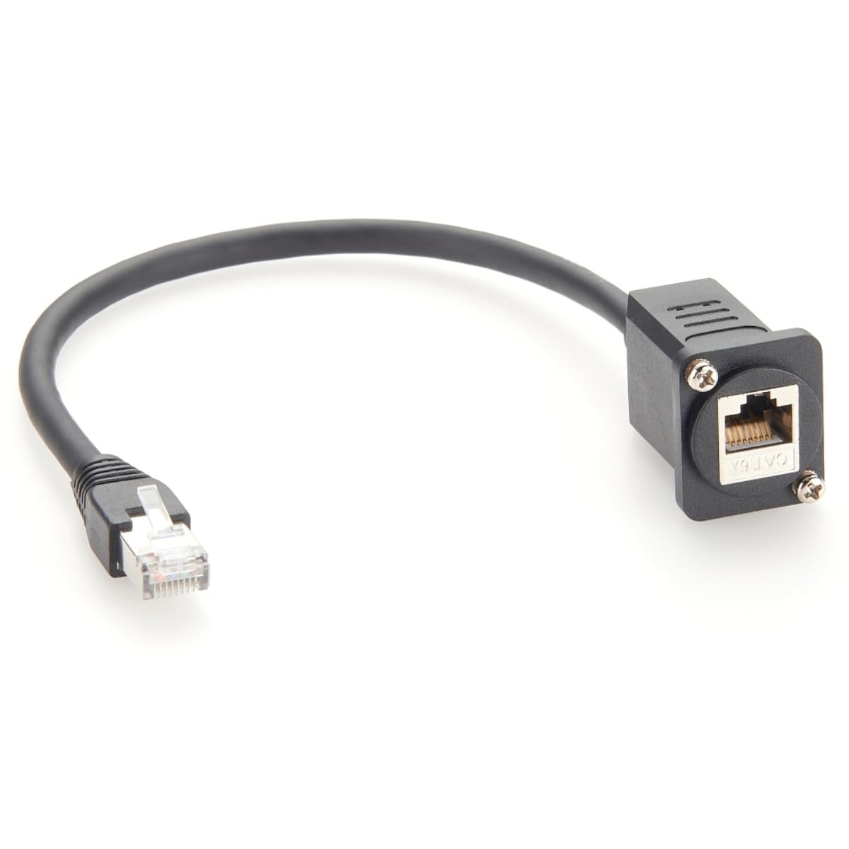 D Series Panel Mount RJ45 Cable Shielded CAT6A Male To Female 0.3M/1FT
