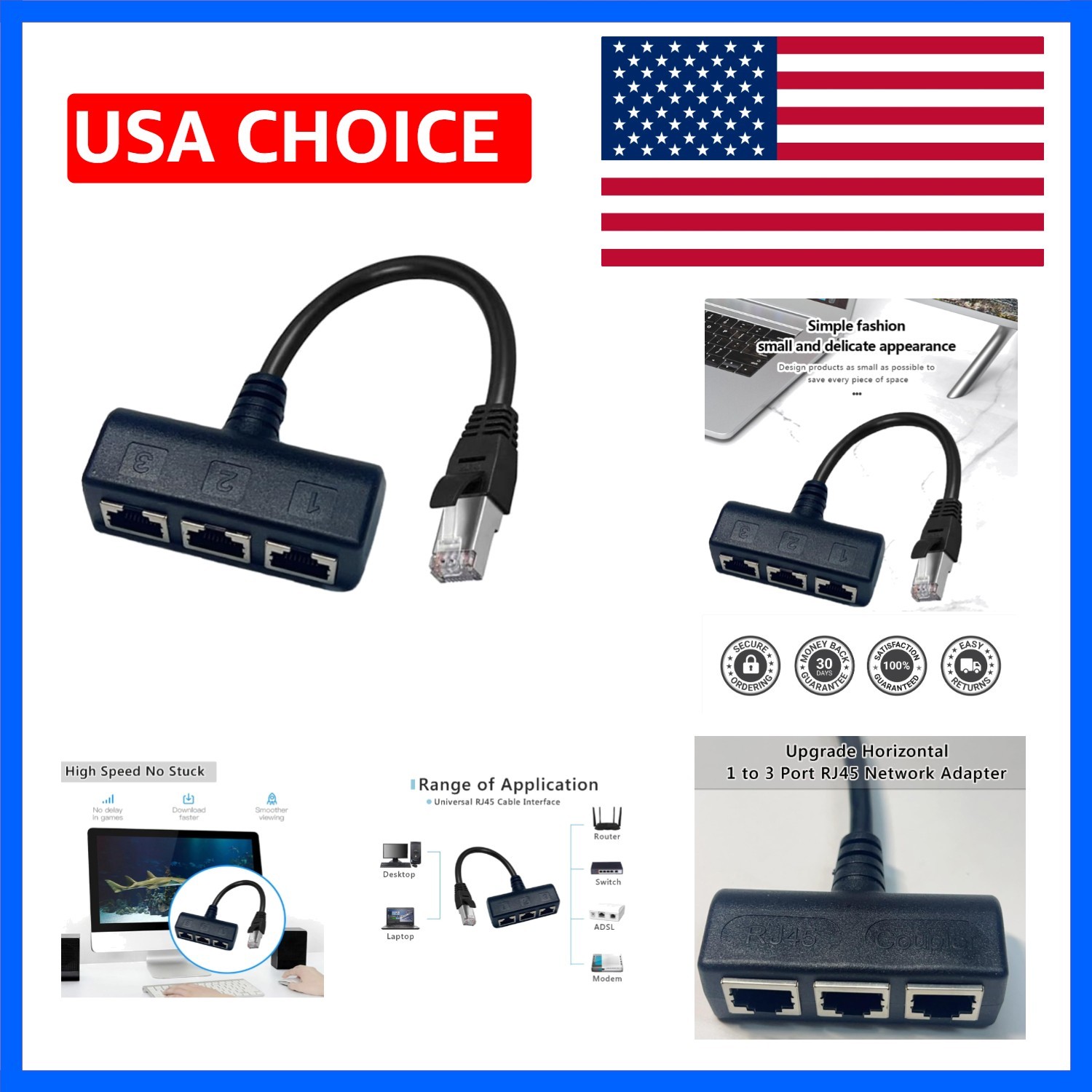 Upgrade】 RJ45 Ethernet Splitter Cable, RJ45 1 Male to 3 Female Network Splitt…