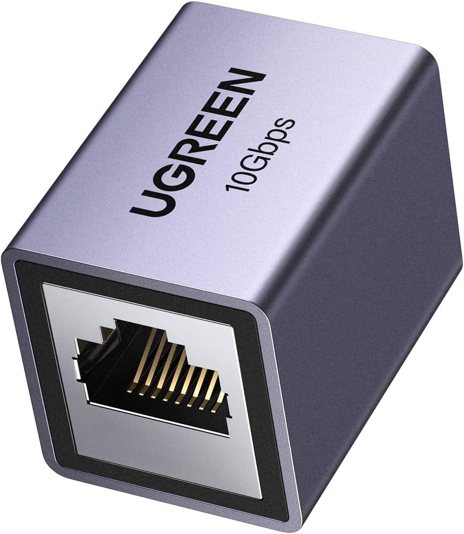 Ethernet Coupler 10Gbps, Aluminum Alloy Shell, Space Grey | 328ft Long Distan…